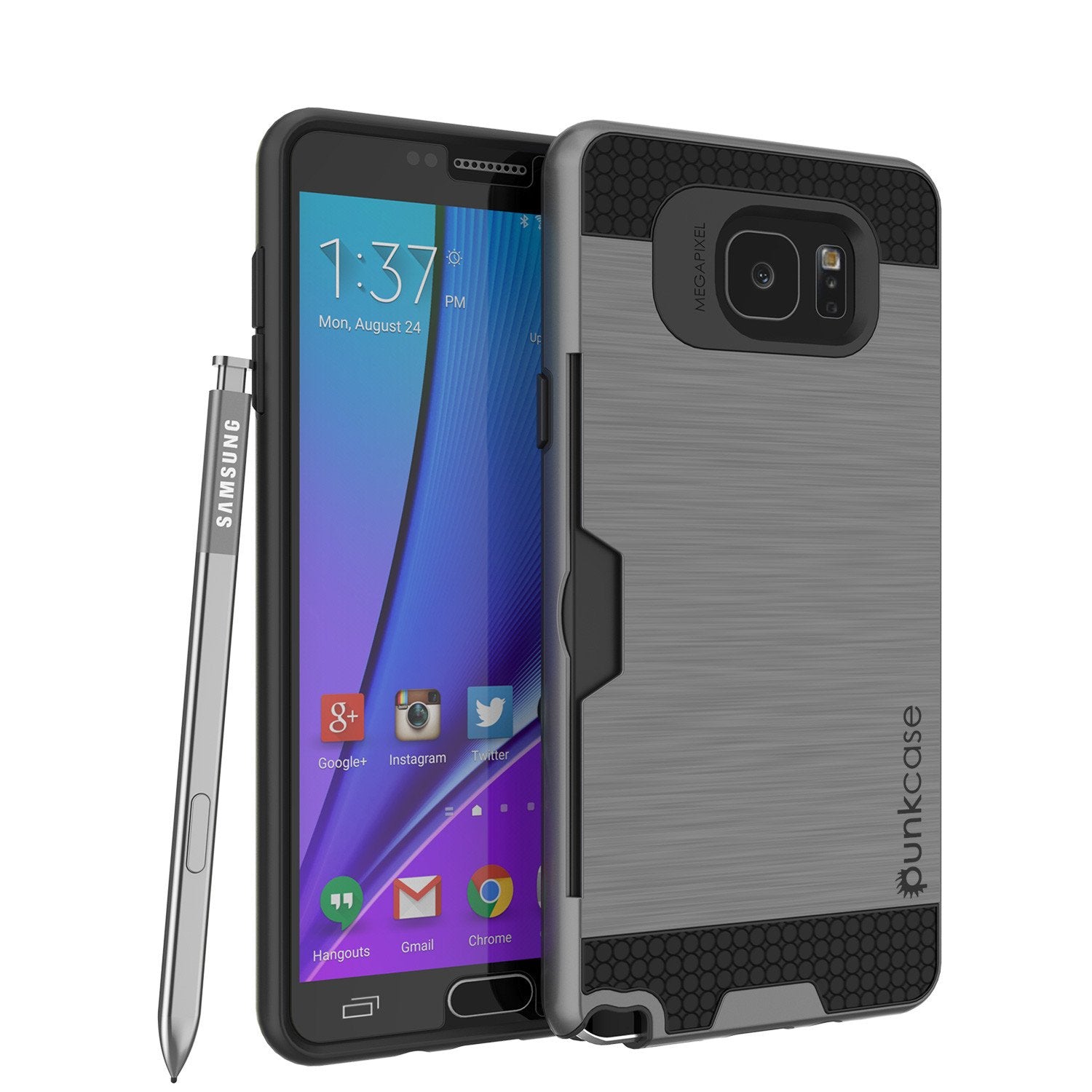 Galaxy Note 5 Case PunkCase SLOT Grey Series Slim Armor Soft Cover Case w/ Tempered Glass - PunkCase NZ