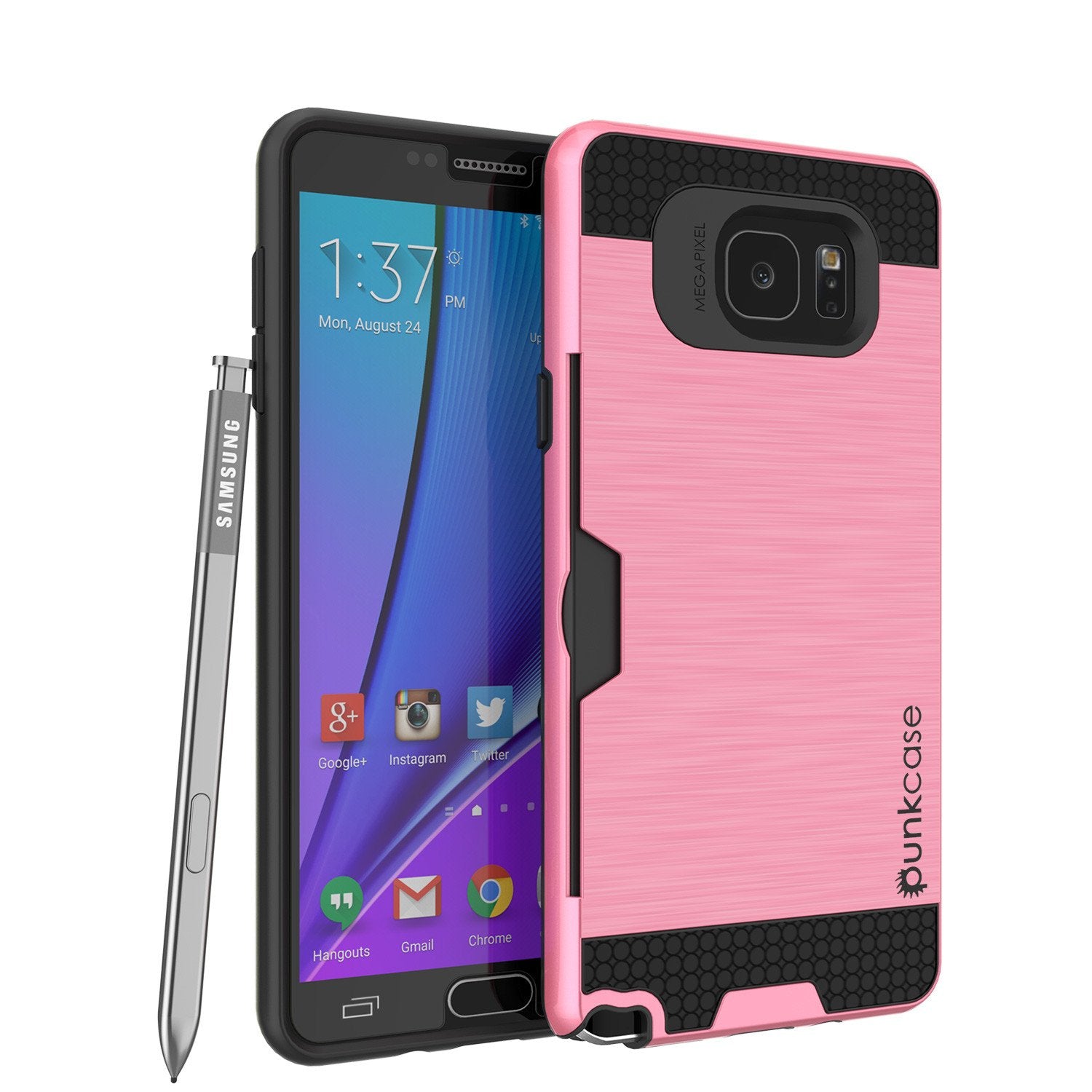 Galaxy Note 5 Case PunkCase SLOT Pink Series Slim Armor Soft Cover Case w/ Tempered Glass