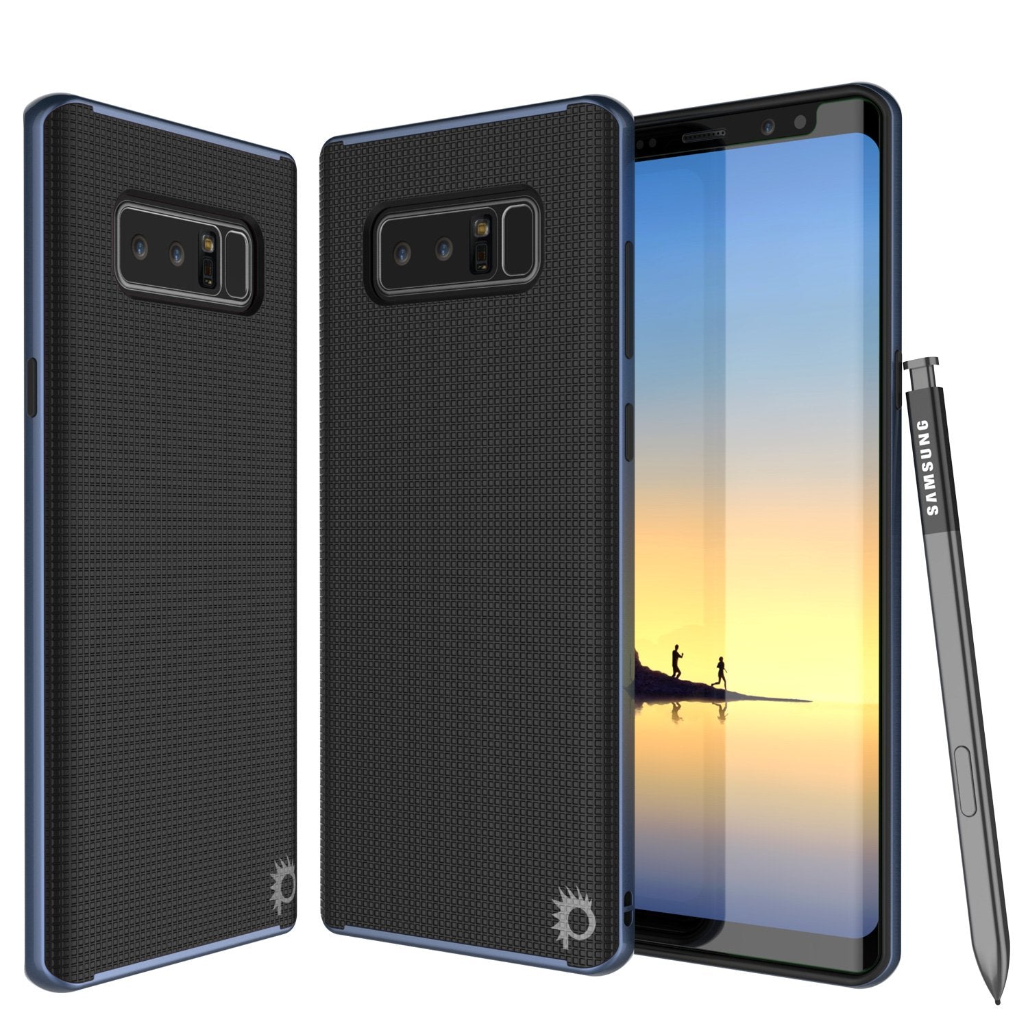 Galaxy Note 8 Case, PunkCase [Stealth Series] Hybrid 3-Piece Shockproof Dual Layer Cover [Non-Slip] [Soft TPU + PC Bumper] with PUNKSHIELD Screen Protector for Samsung Note 8 [Navy Blue]