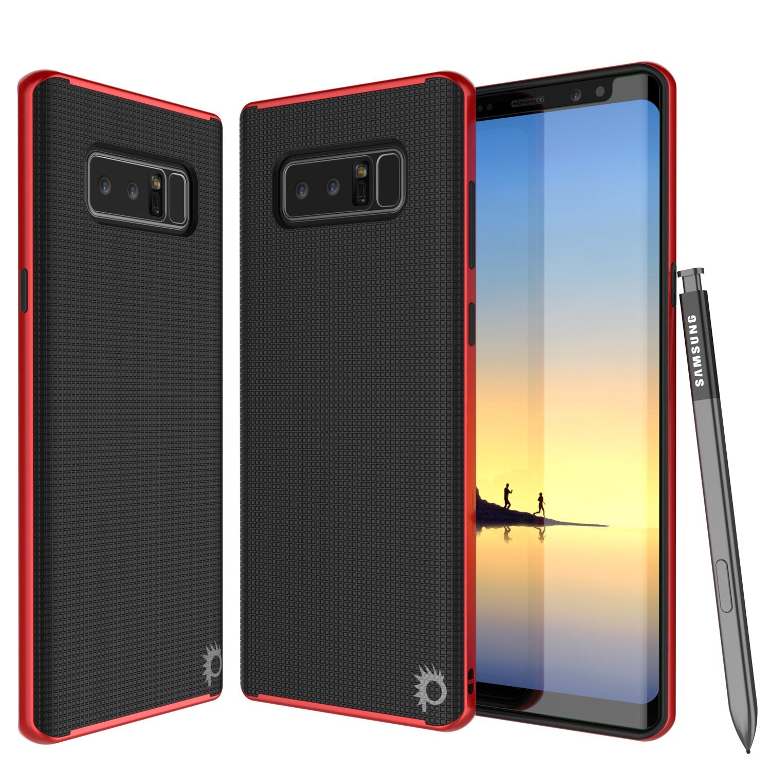 Galaxy Note 8 Case, PunkCase [Stealth Series] Hybrid 3-Piece Shockproof Dual Layer Cover [Non-Slip] [Soft TPU + PC Bumper] with PUNKSHIELD Screen Protector for Samsung Note 8 [Red]