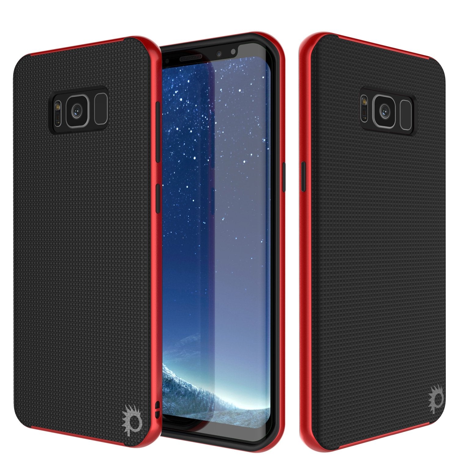 Galaxy S8 PLUS Case, PunkCase [Stealth Series] Hybrid 3-Piece Shockproof Dual Layer Cover [Non-Slip] [Soft TPU + PC Bumper] with PUNKSHIELD Screen Protector for Samsung S8+ [Red]