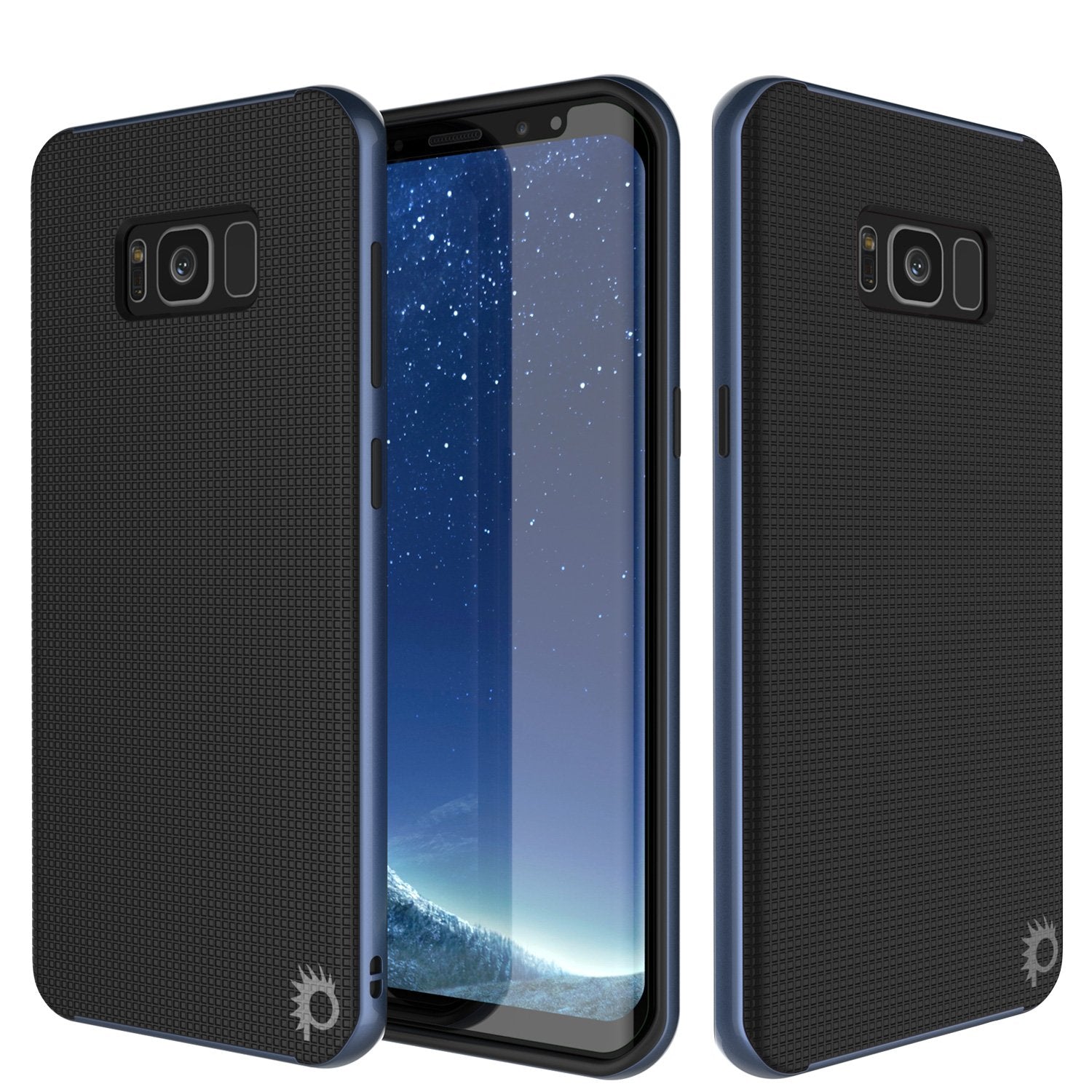 Galaxy S8 PLUS Case, PunkCase [Stealth Series] Hybrid 3-Piece Shockproof Dual Layer Cover [Non-Slip] [Soft TPU + PC Bumper] with PUNKSHIELD Screen Protector for Samsung S8+ [Navy Blue]