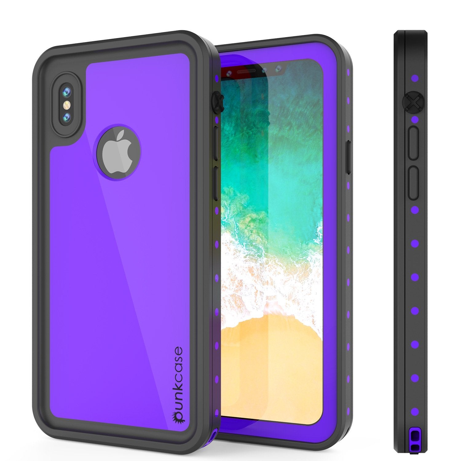 iPhone XS Max Waterproof IP68 Case, Punkcase [Purple] [StudStar Series] [Slim Fit] [Dirtproof]