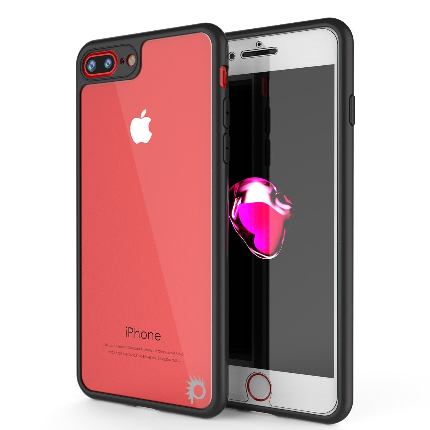 iPhone 7+ Plus Case, Punkcase [MASK Series] [BLACK] Full Body Hybrid Dual Layer TPU Cover W/ protective Tempered Glass Screen Protector