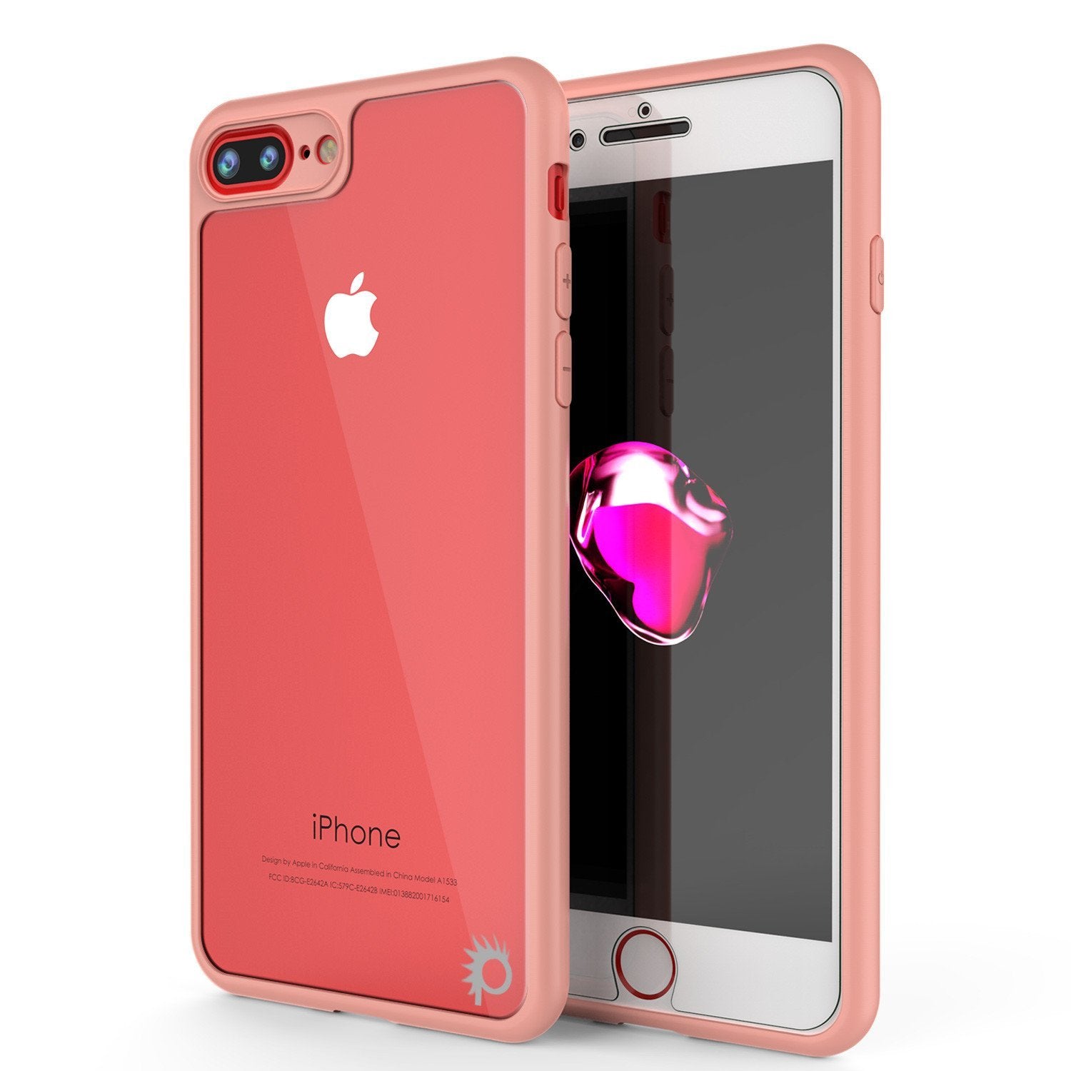 iPhone 8+ Plus Case [MASK Series] [PINK] Full Body Hybrid Dual Layer TPU Cover W/ protective Tempered Glass Screen Protector