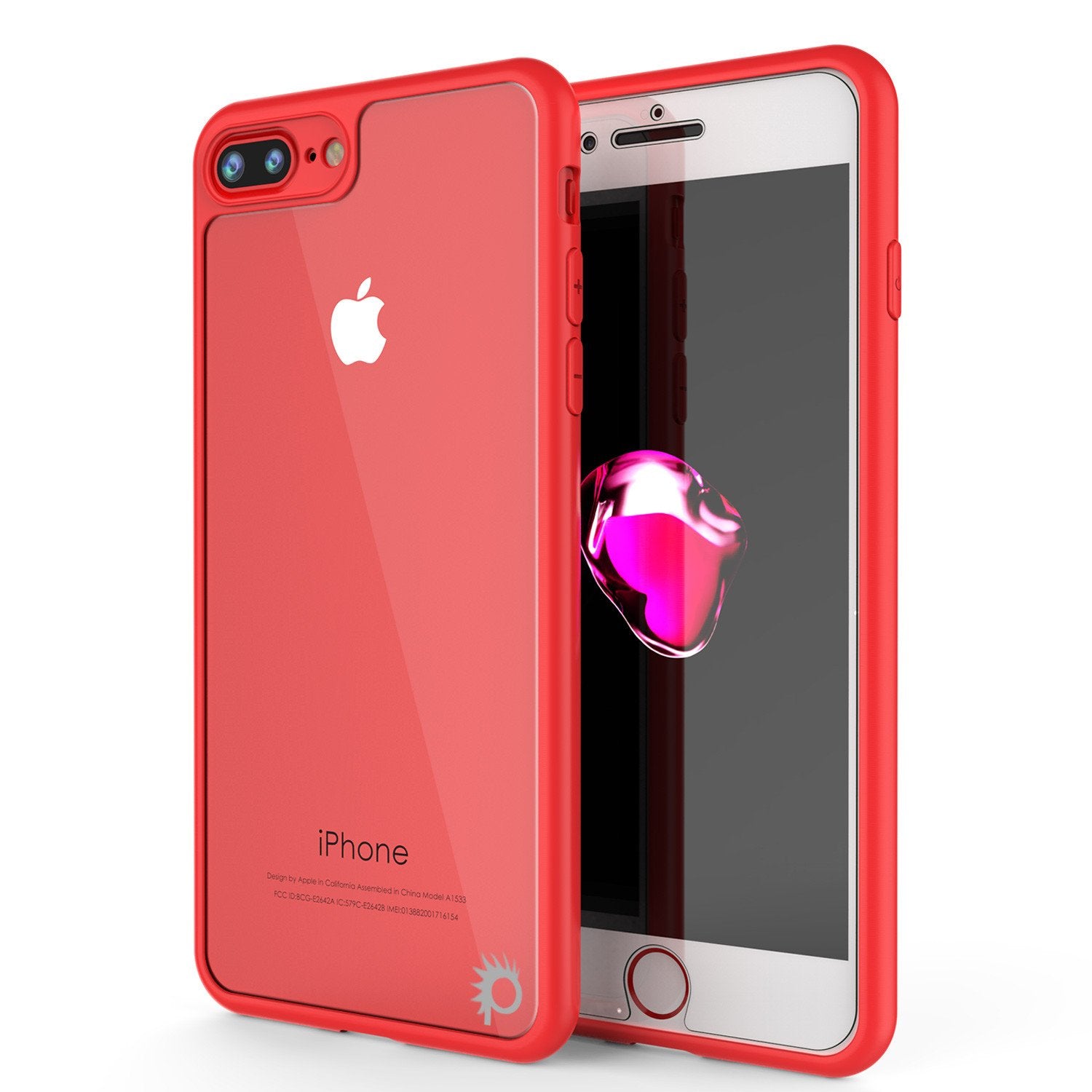 iPhone 7+ Plus Case [MASK Series] [RED] Full Body Hybrid Dual Layer TPU Cover W/ protective Tempered Glass Screen Protector