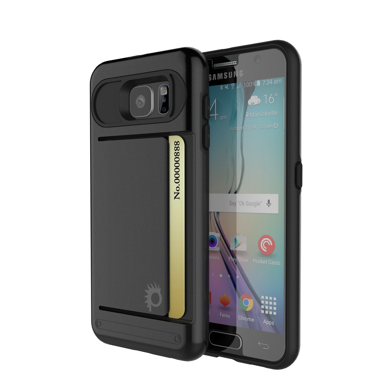 Galaxy S6 EDGE Case PunkCase CLUTCH Black Series Slim Armor Soft Cover Case w/ Screen Protector