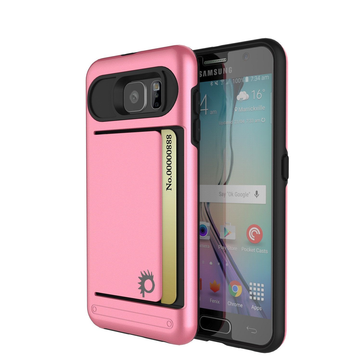 Galaxy s6 Case PunkCase CLUTCH Pink Series Slim Armor Soft Cover Case w/ Tempered Glass