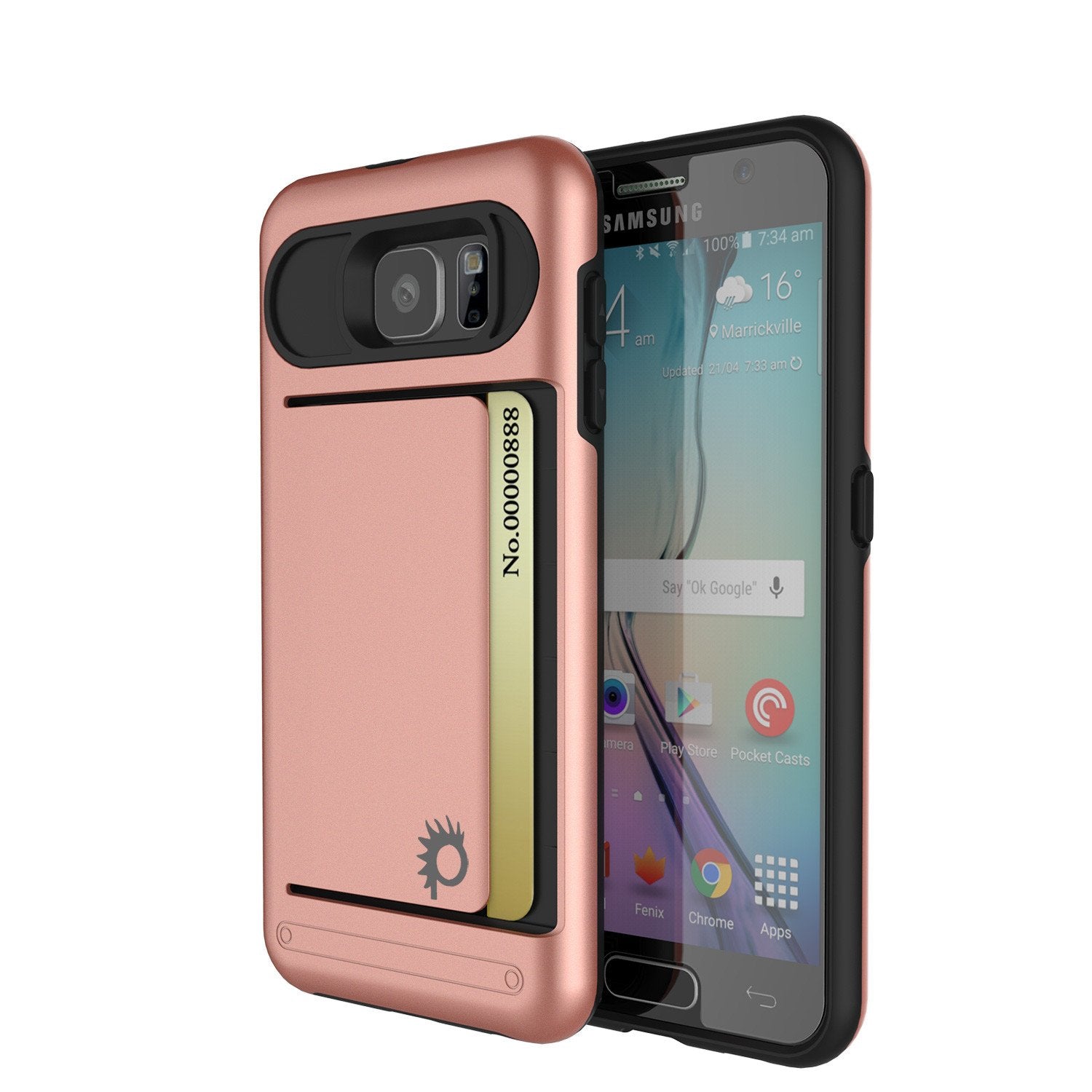 Galaxy s6 Case PunkCase CLUTCH Rose Gold Series Slim Armor Soft Cover Case w/ Tempered Glass