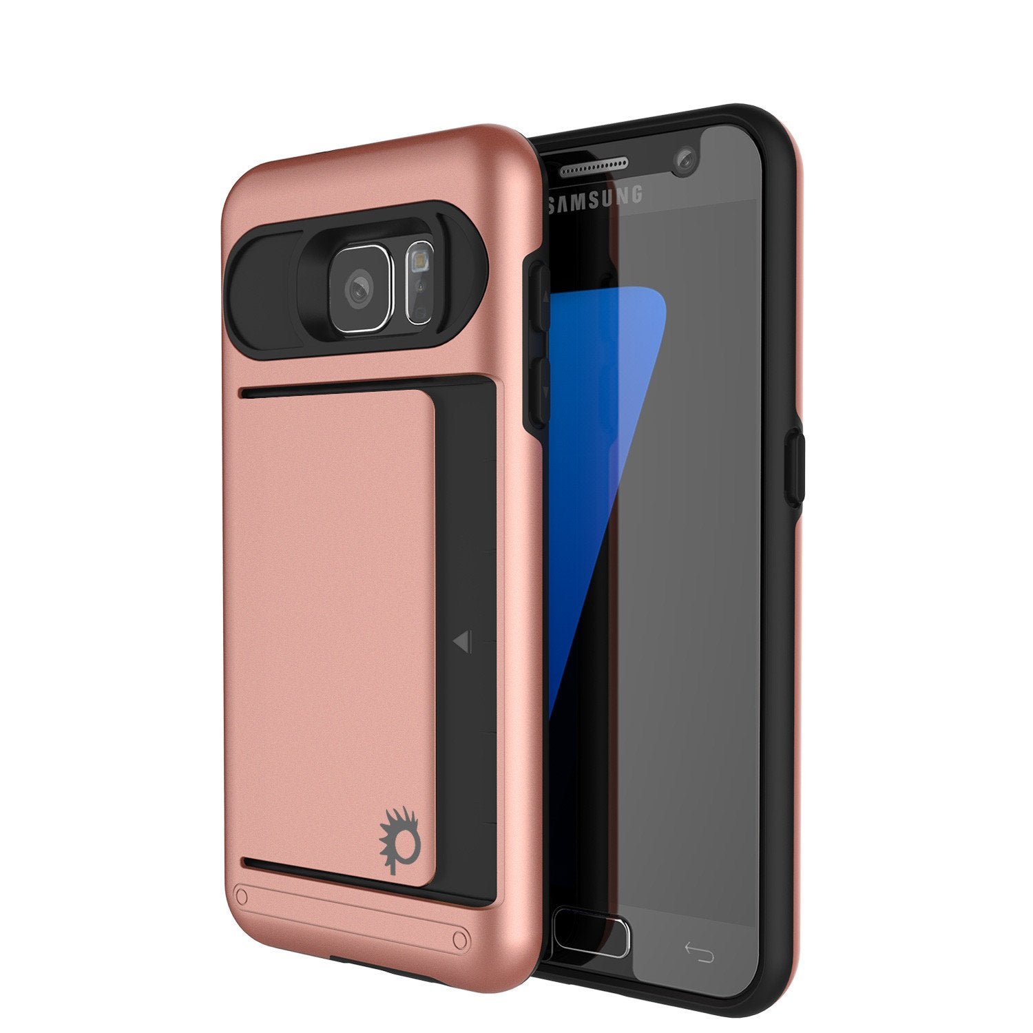 Galaxy s7 Case PunkCase CLUTCH Rose Gold Series Slim Armor Soft Cover Case w/ Tempered Glass