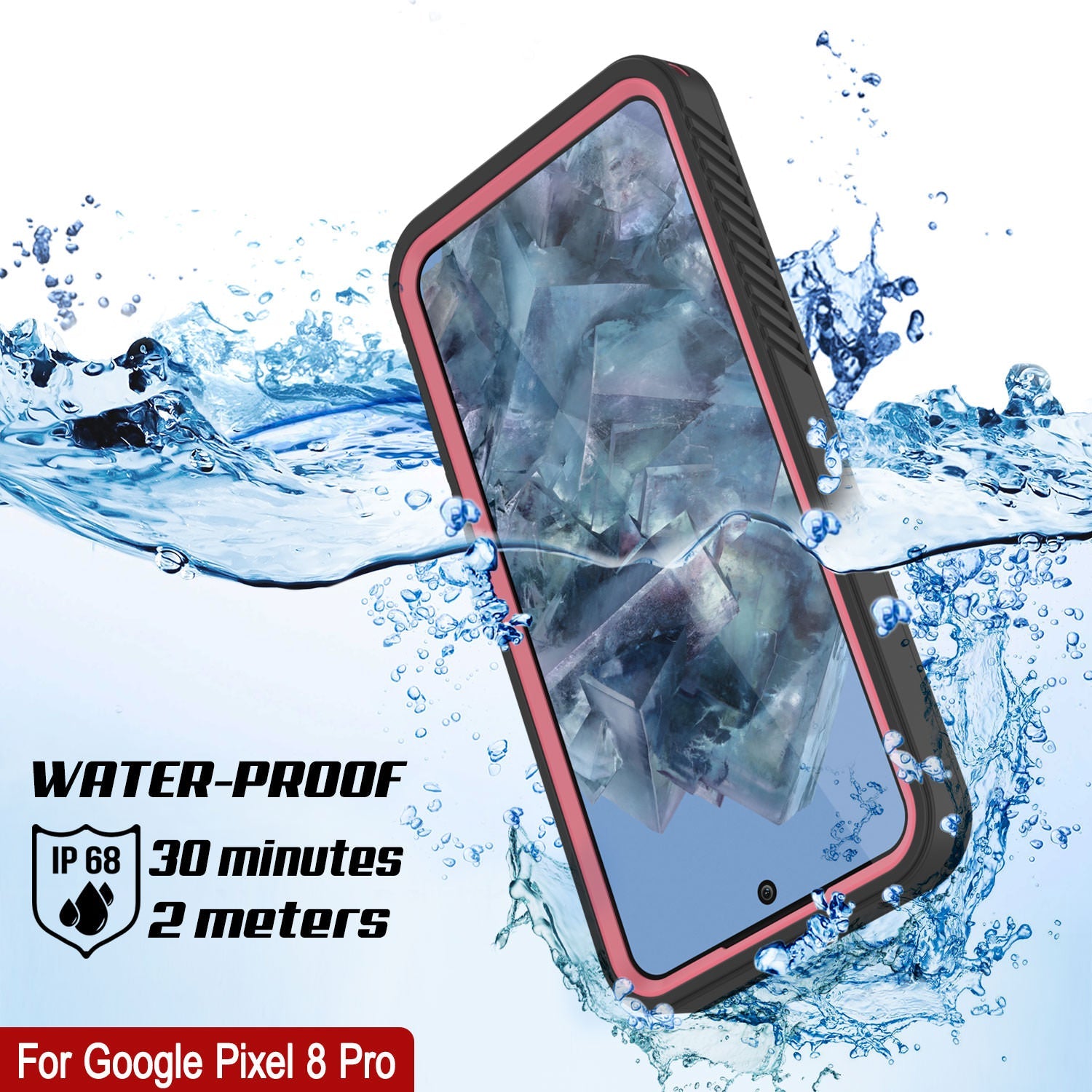 Google Pixel 8 Pro Waterproof Case, Punkcase [Extreme Series] Armor Cover W/ Built In Screen Protector [Pink]