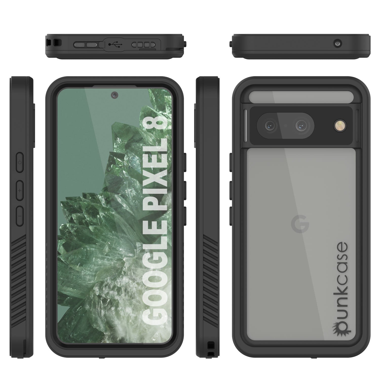 Google Pixel 8  Waterproof Case, Punkcase [Extreme Series] Armor Cover W/ Built In Screen Protector [Black]