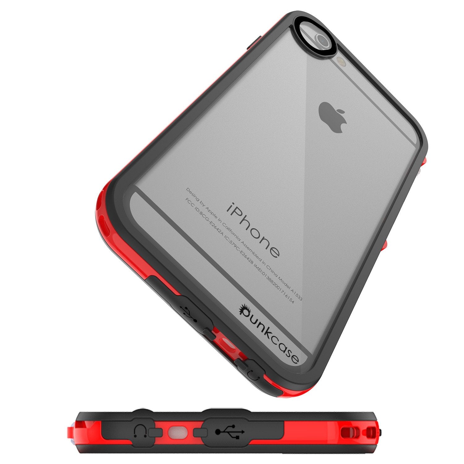 Apple iPhone 7 Waterproof Case, PUNKcase CRYSTAL 2.0 Red W/ Attached Screen Protector  | Warranty - PunkCase NZ