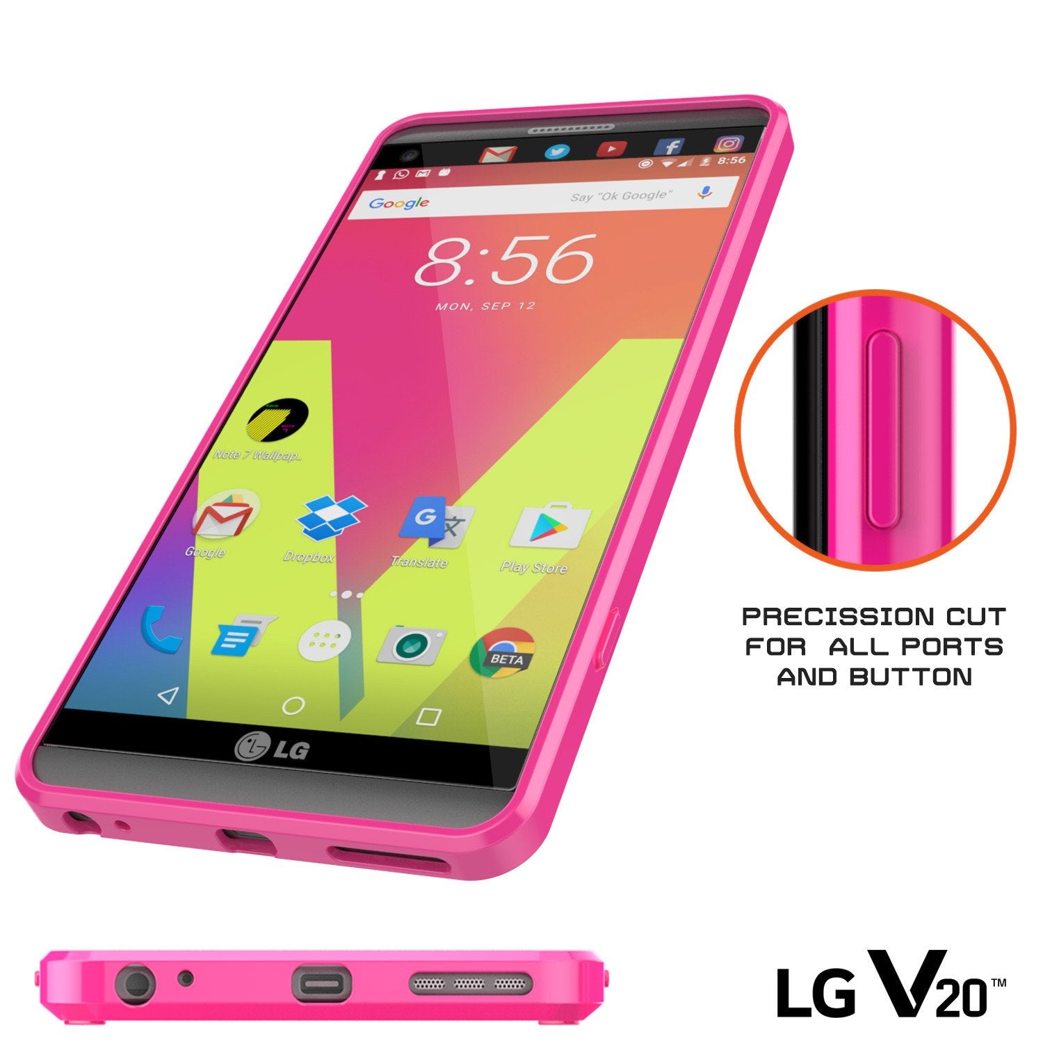 LG v20 Case Punkcase® LUCID 2.0 Pink Series w/ PUNK SHIELD Glass Screen Protector | Ultra Fit - PunkCase NZ