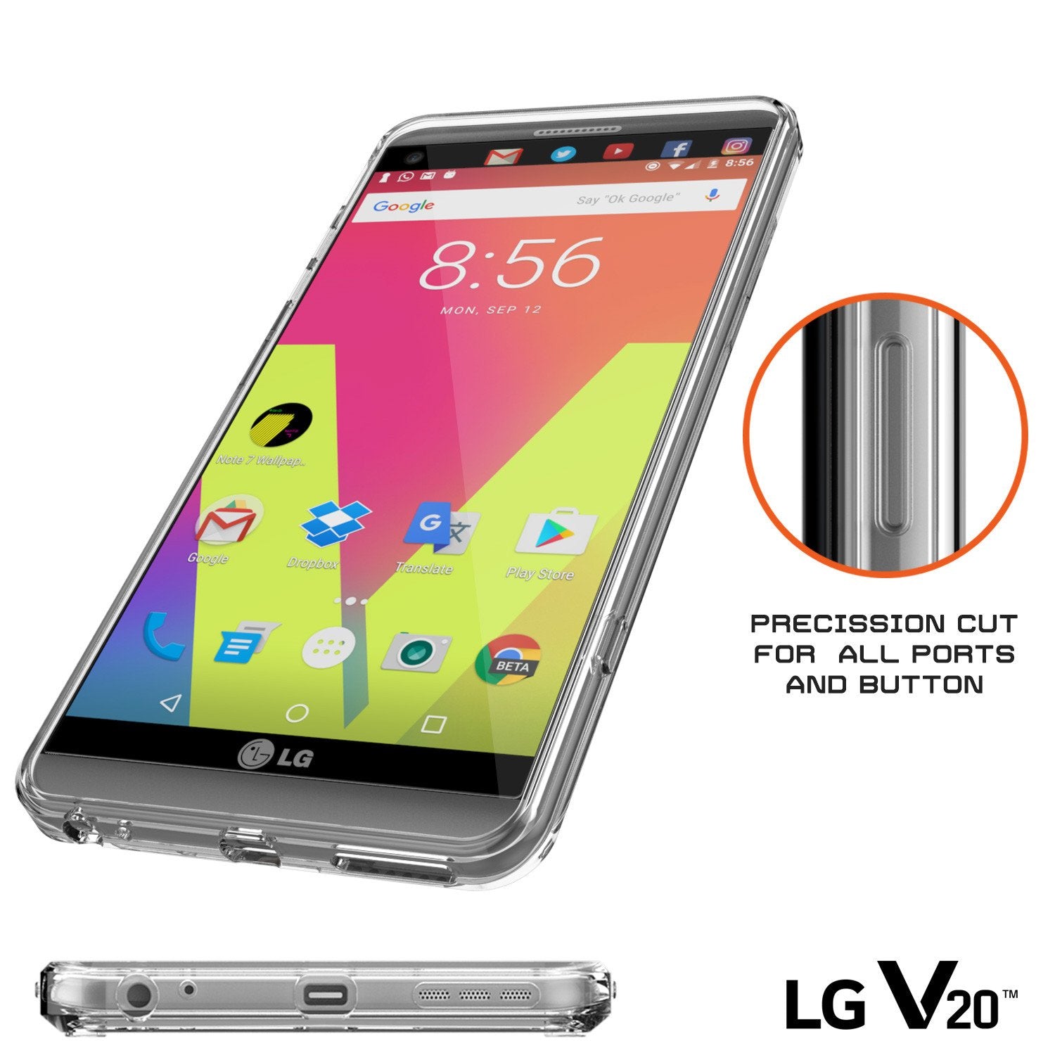 LG v20 Case Punkcase® LUCID 2.0 Clear Series w/ PUNK SHIELD Glass Screen Protector | Ultra Fit - PunkCase NZ