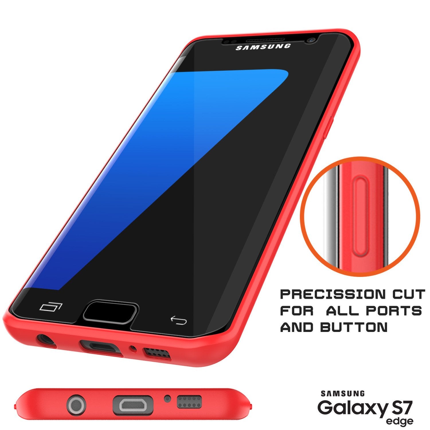 Galaxy S7 Edge Case [MASK Series] [RED] Full Body Hybrid Dual Layer TPU Cover W/ Protective PUNKSHIELD Screen Protector - PunkCase NZ