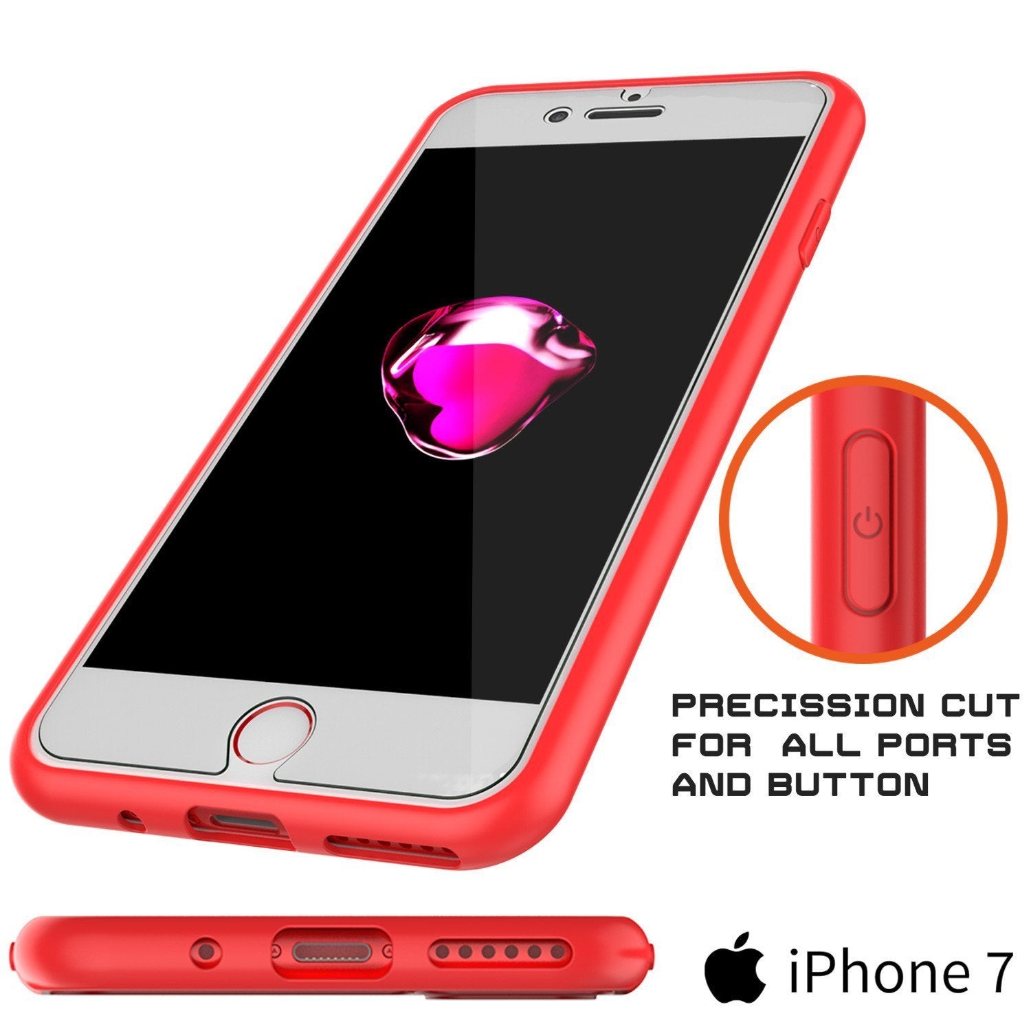iPhone SE (4.7") Case [MASK Series] [RED] Full Body Hybrid Dual Layer TPU Cover W/ protective Tempered Glass Screen Protector