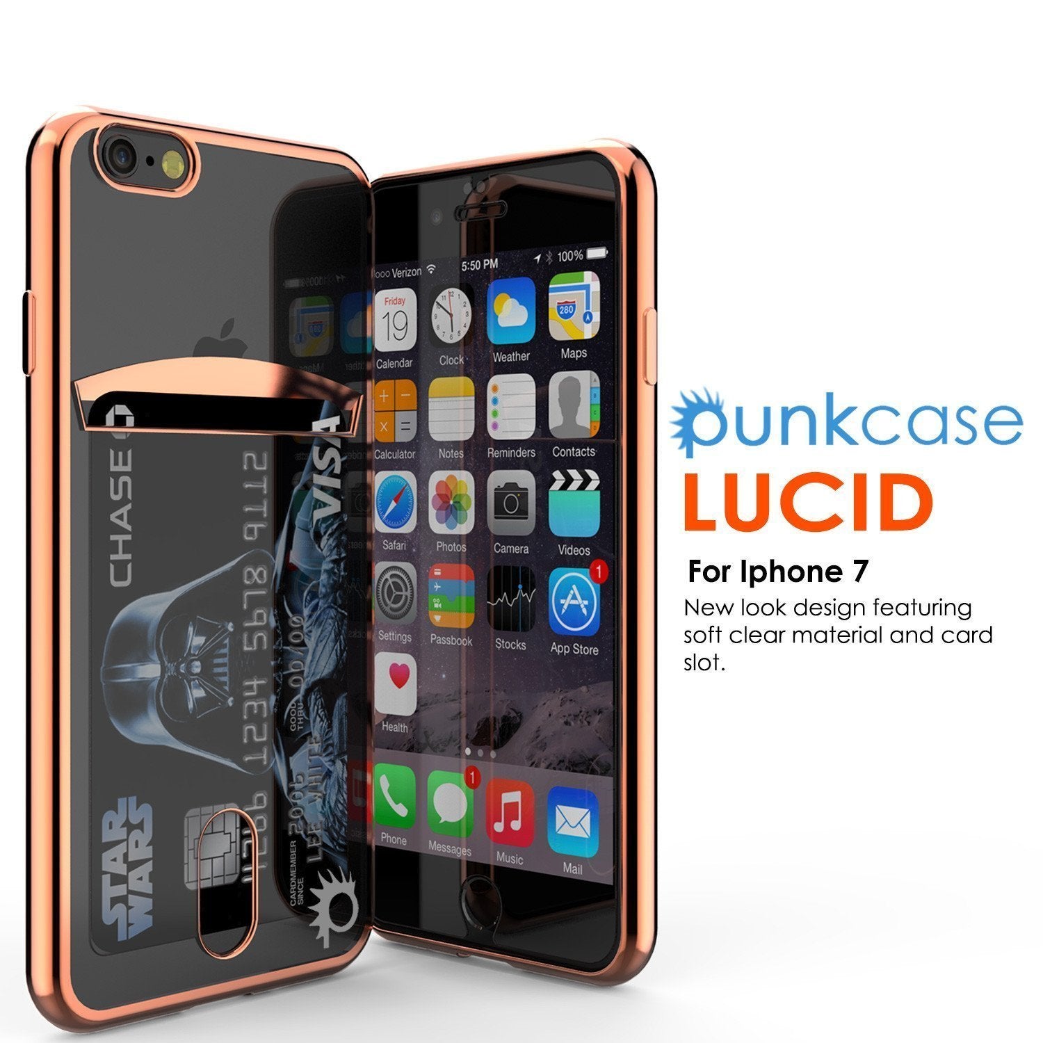 iPhone SE (4.7") Case, PUNKCASE® LUCID Rose Gold Series | Card Slot | SHIELD Screen Protector | Ultra fit