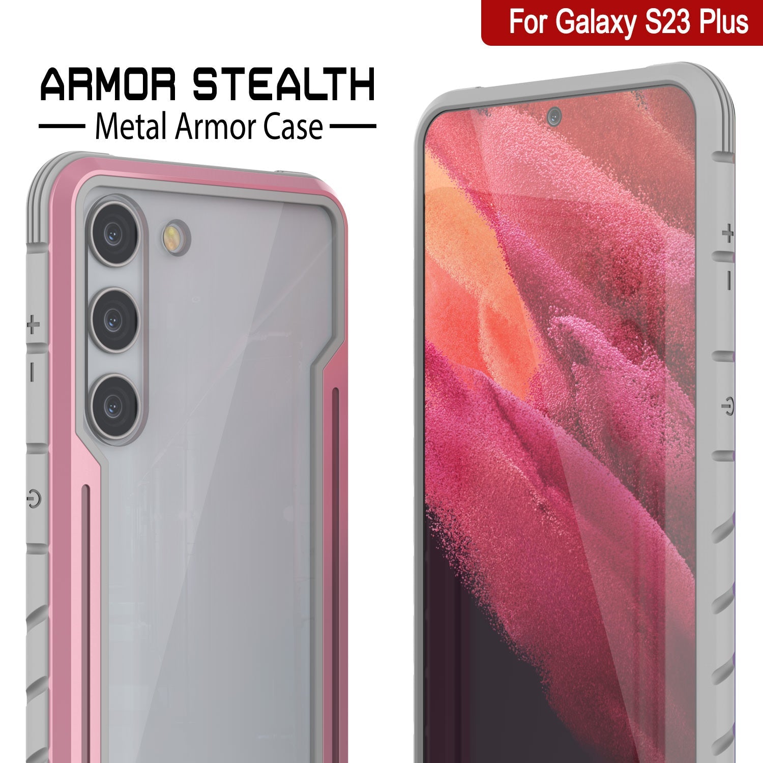 Punkcase S23+ Plus Armor Stealth Case Protective Military Grade Multilayer Cover [Rose-Gold]