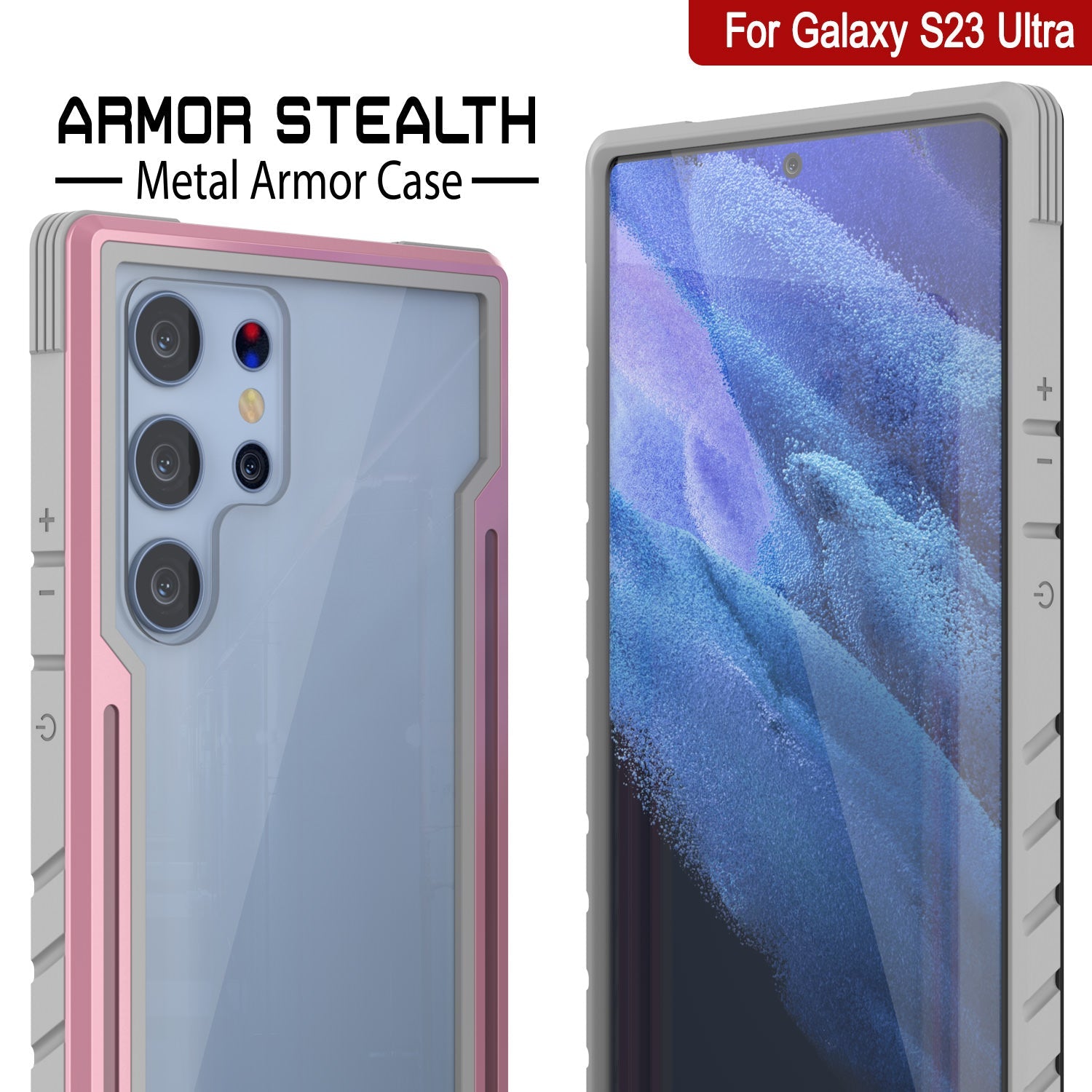 Punkcase S23 Ultra Armor Stealth Case Protective Military Grade Multilayer Cover [Rose-Gold]