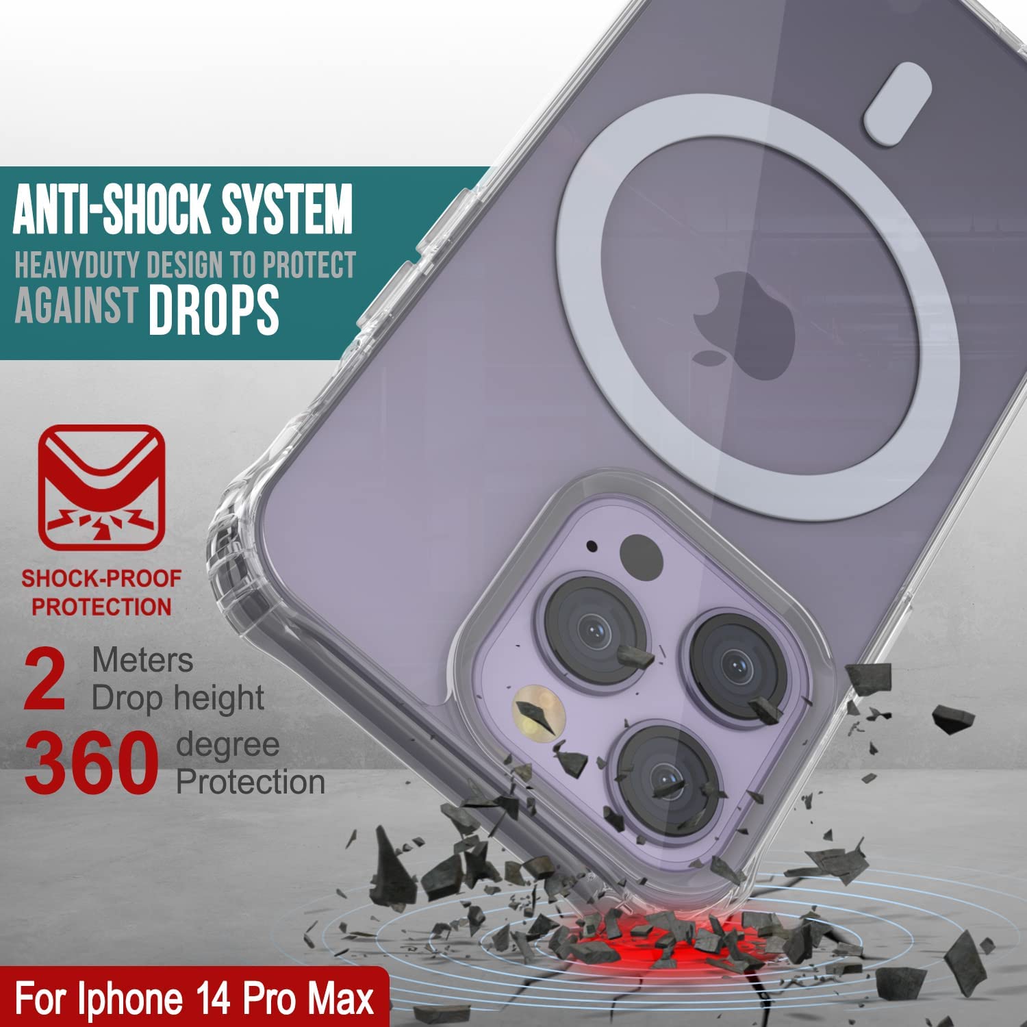 Punkcase iPhone 15 Pro Max Magnetic Wireless Charging Case [ClearMag Series]