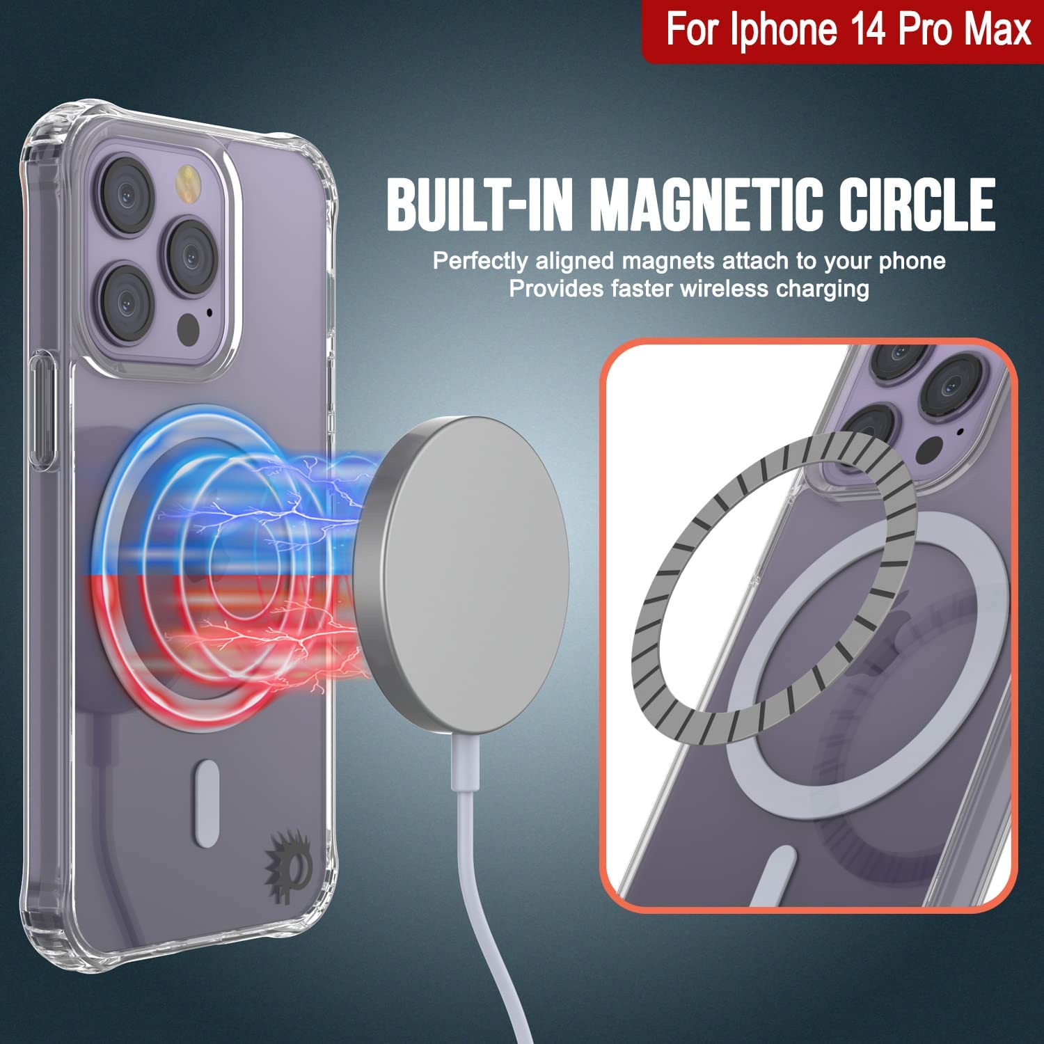 Punkcase iPhone 14 Pro Max Magnetic Wireless Charging Case [ClearMag Series]