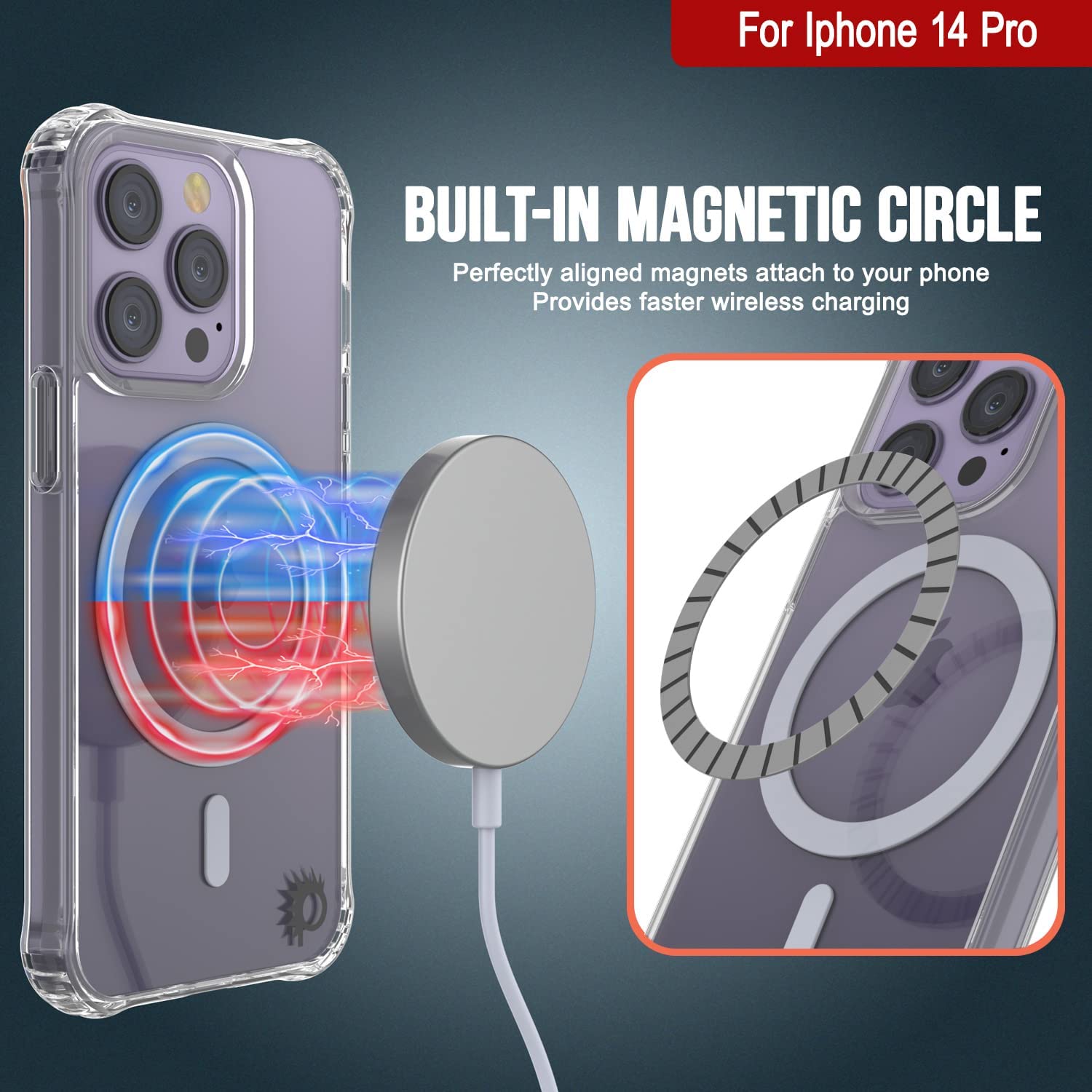 Punkcase iPhone 14 Pro Magnetic Wireless Charging Case [ClearMag Series]