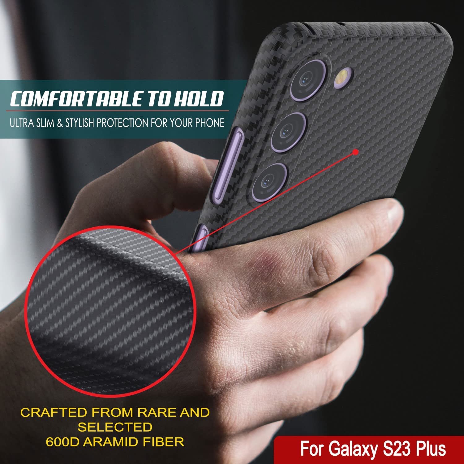 Punkcase S23+ Plus Carbon Fiber Case [AramidShield Series] Ultra Slim & Light Kevlar