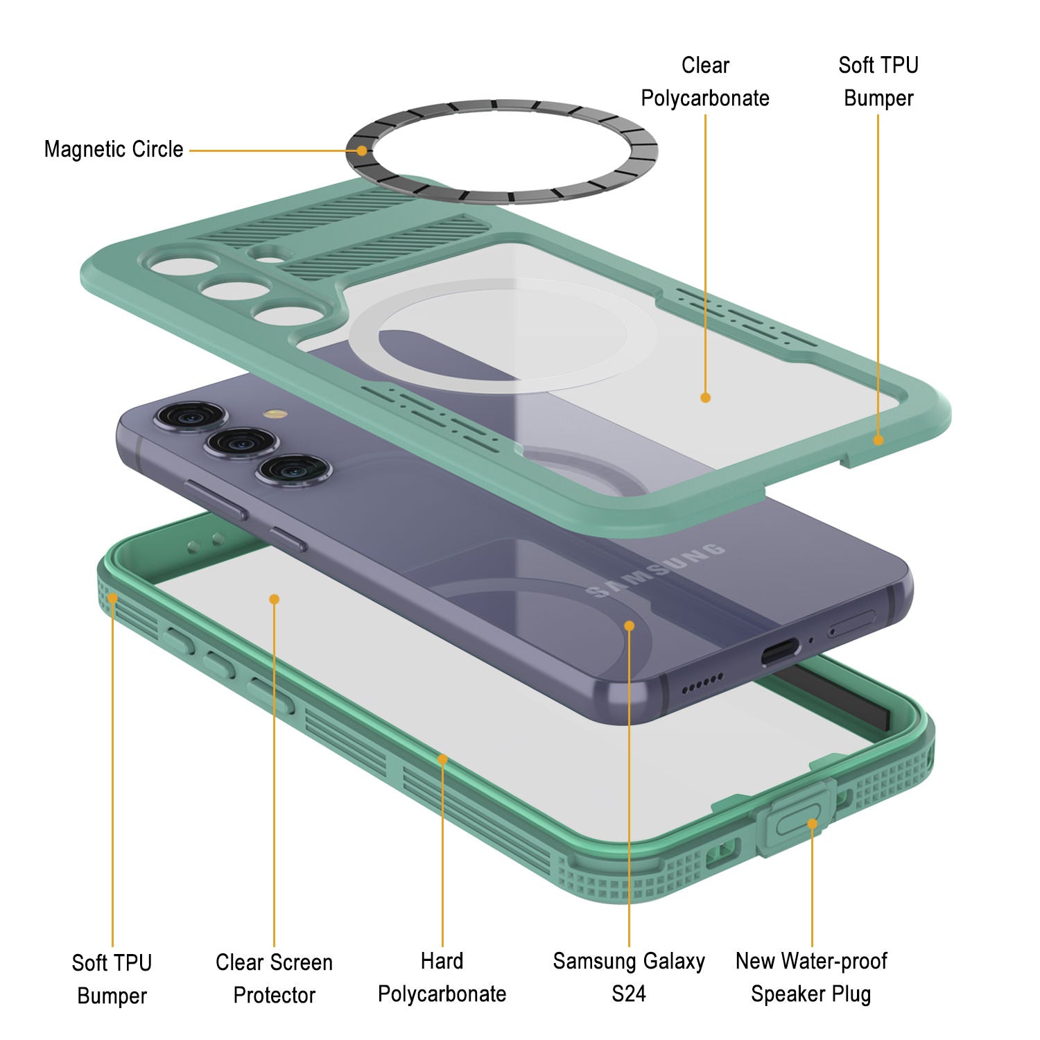 Galaxy S24 Ultra Waterproof Case [Alpine 2.0 Series] [Slim Fit] [IP68 Certified] [Shockproof] [Teal]