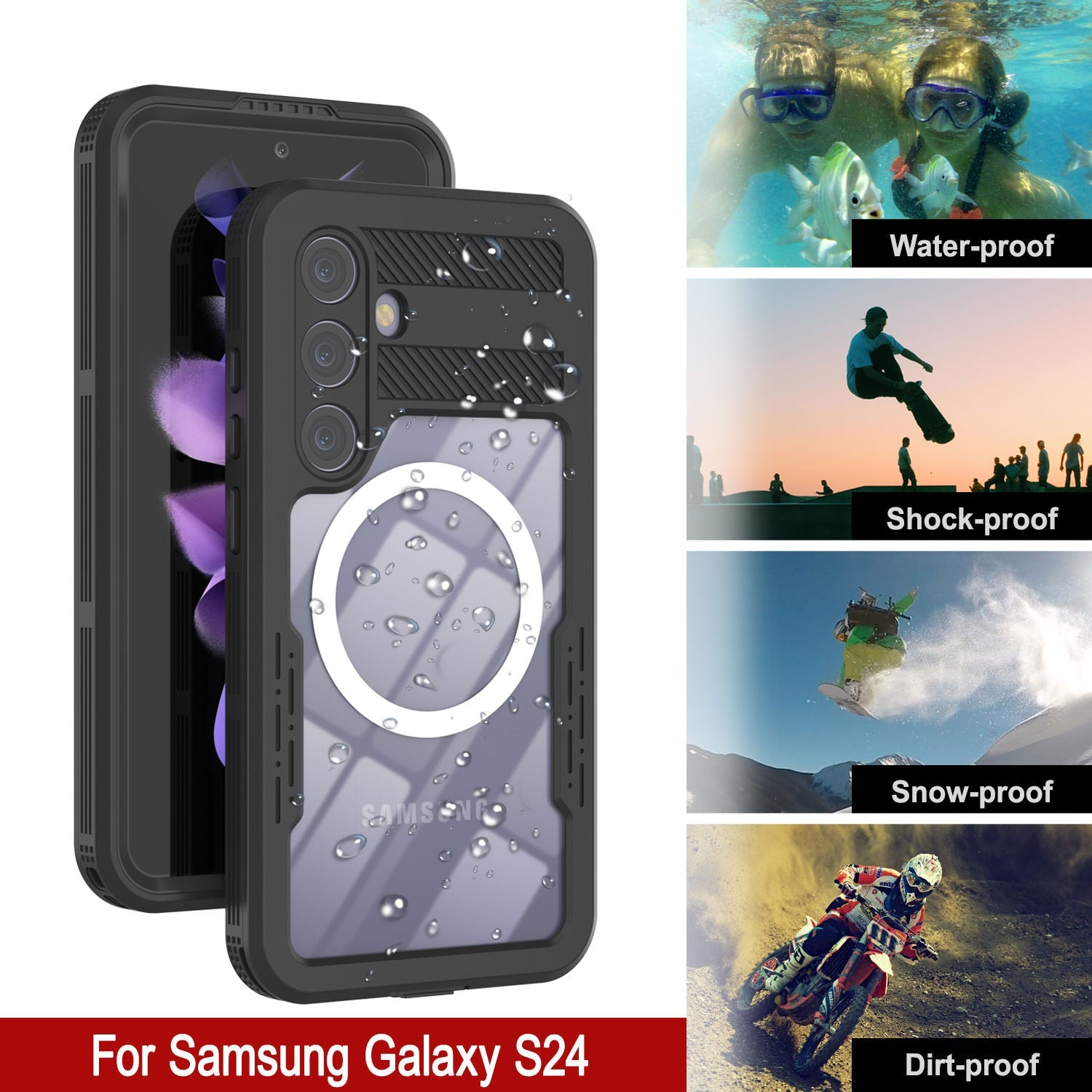 Galaxy S24 Waterproof Case [Alpine 2.0 Series] [Slim Fit] [IP68 Certified] [Shockproof] [Black]