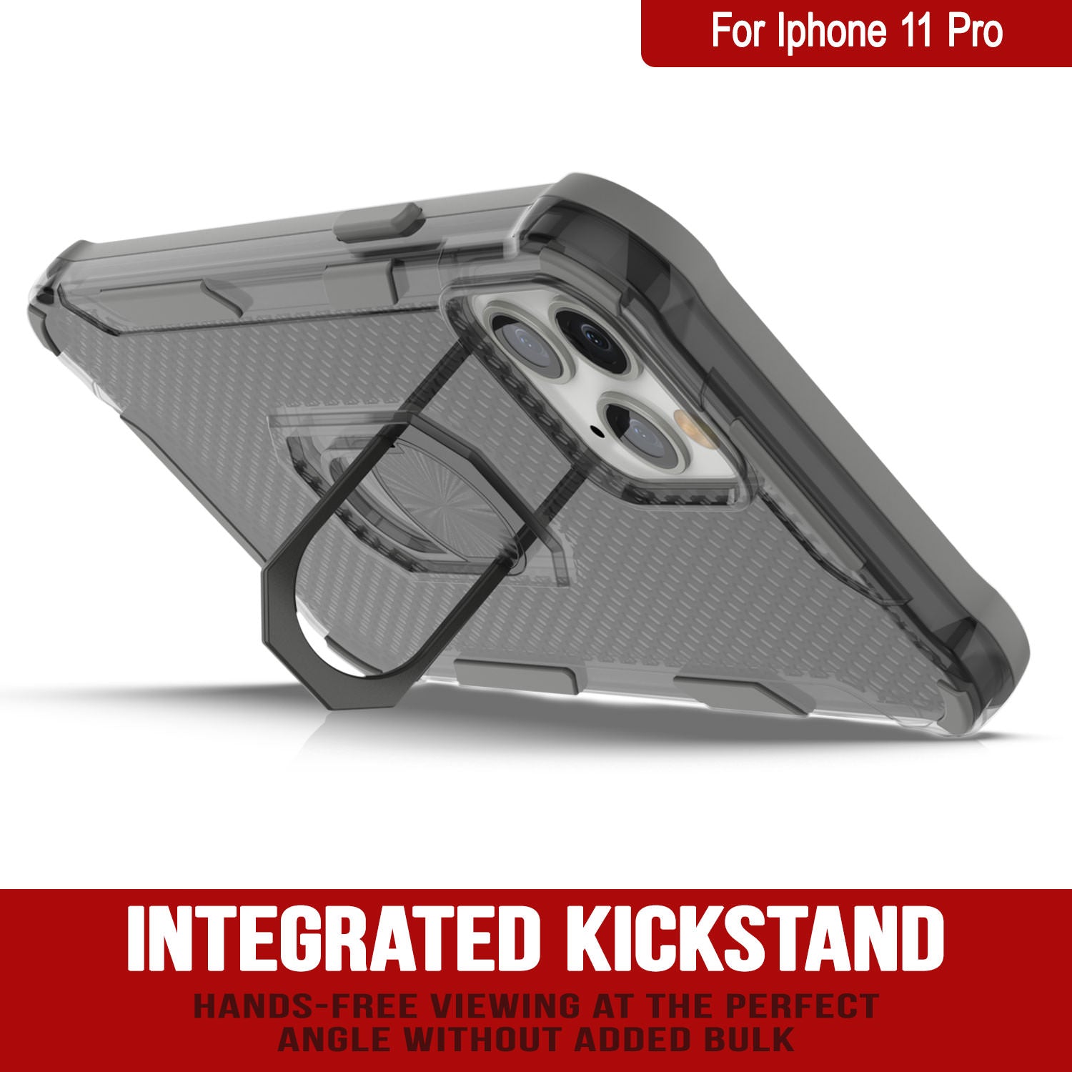 PunkCase for iPhone 11 Pro Case [Magnetix 2.0 Series] Clear Protective TPU Cover W/Kickstand [Grey]