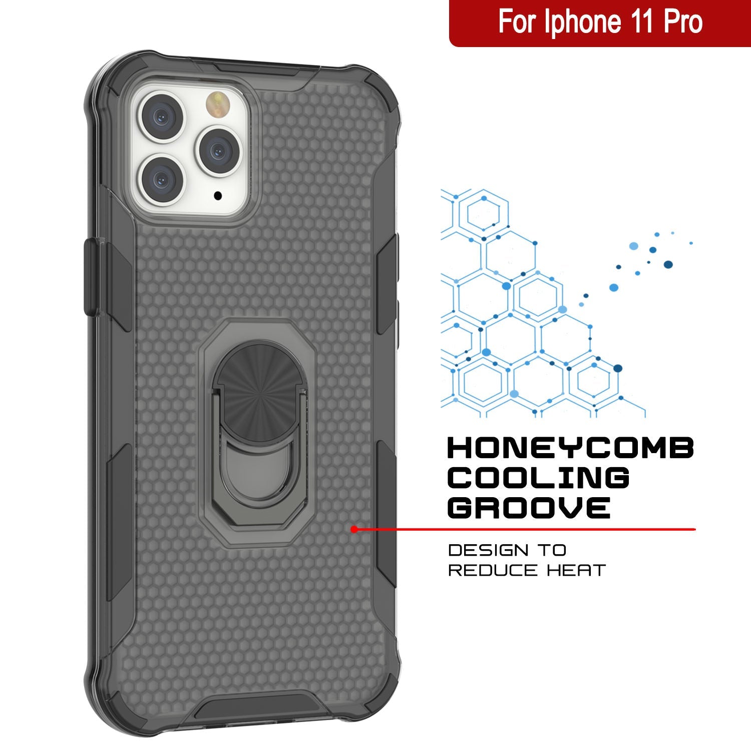 PunkCase for iPhone 11 Pro Case [Magnetix 2.0 Series] Clear Protective TPU Cover W/Kickstand [Black]