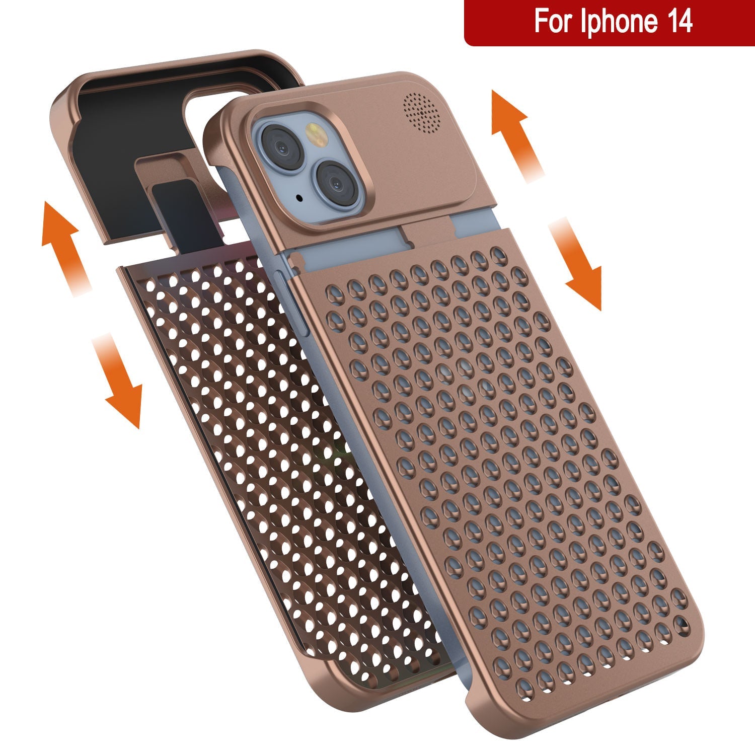 PunkCase for iPhone 14 Aluminum Alloy Case [Fortifier Extreme Series] Ultra Durable Cover [Bronze]