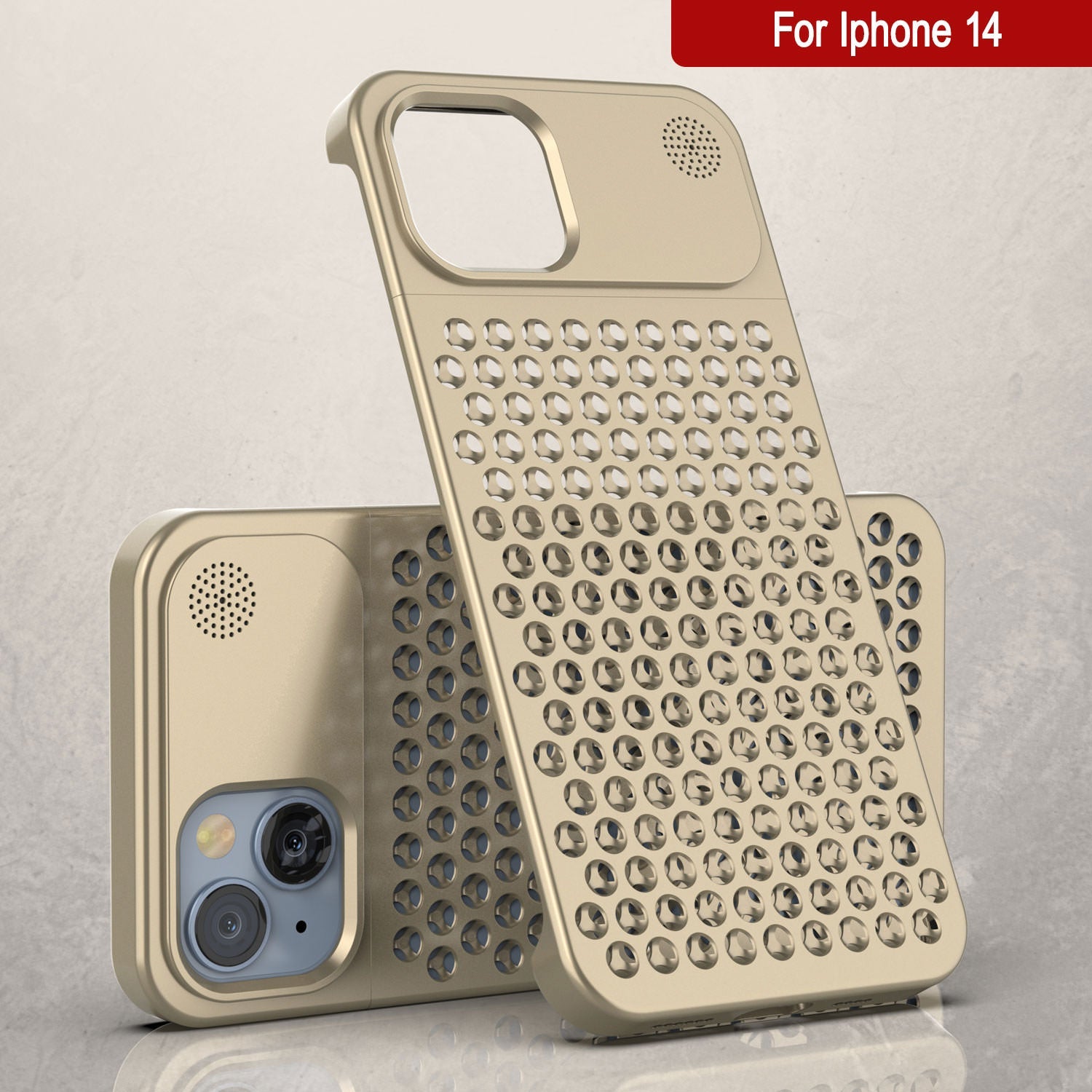 PunkCase for iPhone 14 Aluminum Alloy Case [Fortifier Extreme Series] Ultra Durable Cover [Gold]