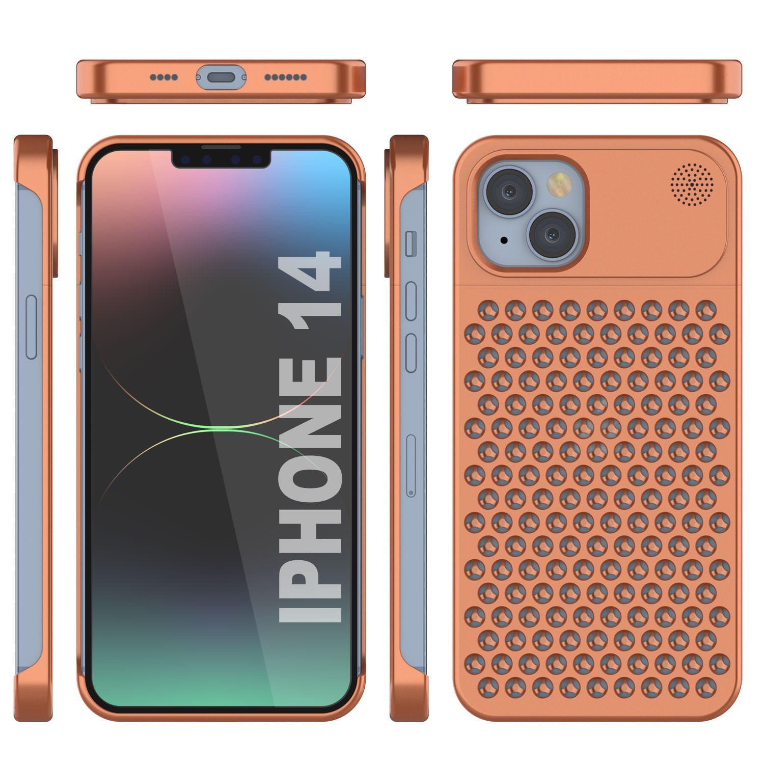 PunkCase for iPhone 14 Aluminum Alloy Case [Fortifier Extreme Series] Ultra Durable Cover [Orange]