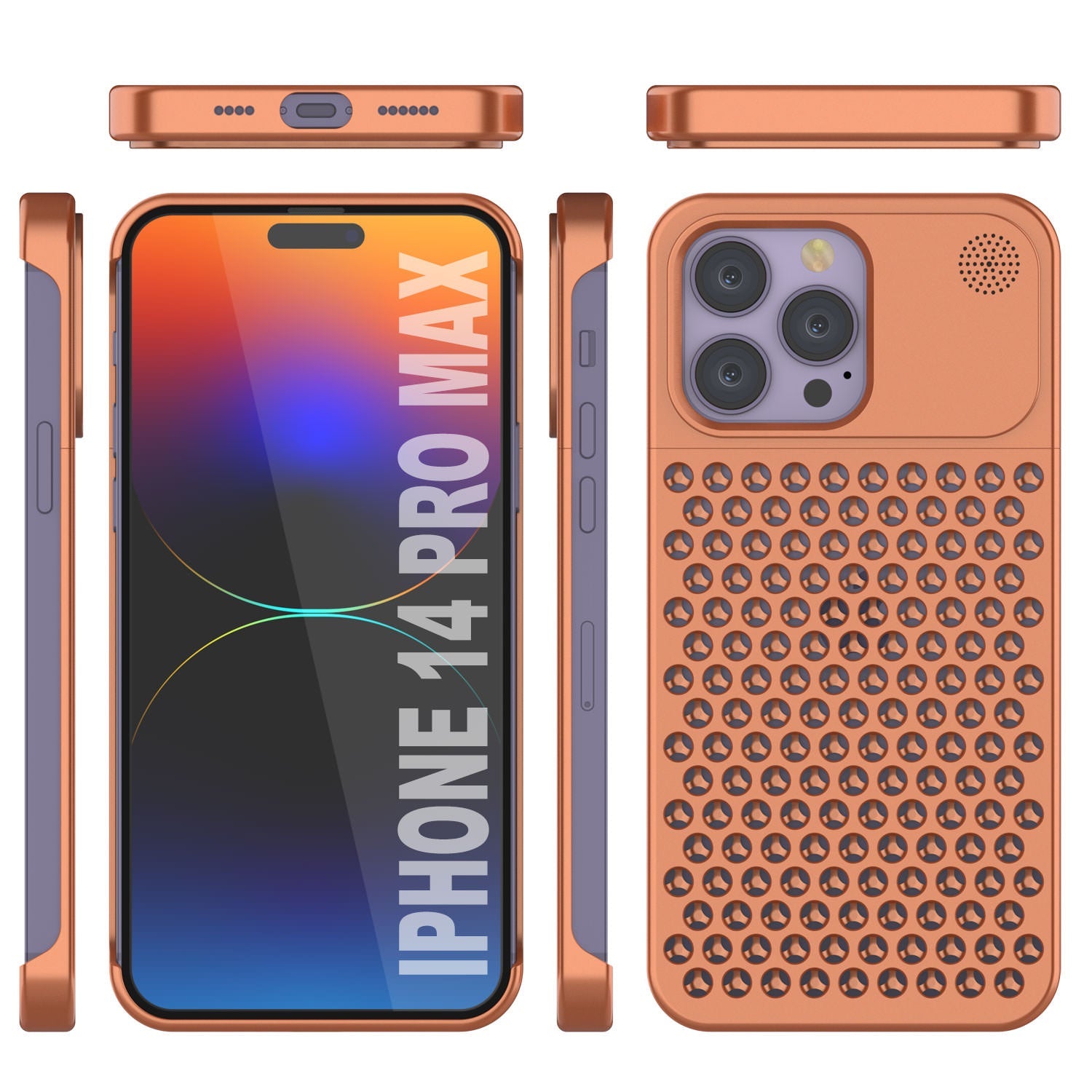 PunkCase for iPhone 14 Pro Max Aluminum Alloy Case [Fortifier Extreme Series] Ultra Durable Cover [Orange]