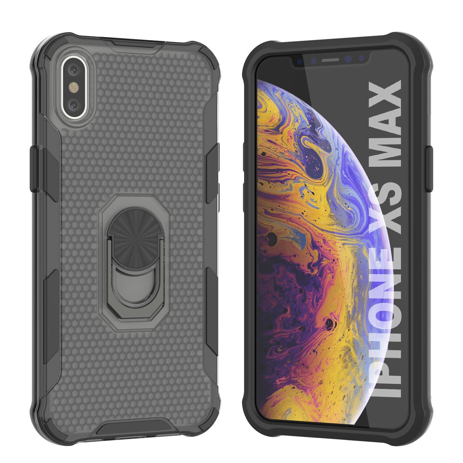 PunkCase for iPhone XS Max Case [Magnetix 2.0 Series] Clear Protective TPU Cover W/Kickstand [Black]