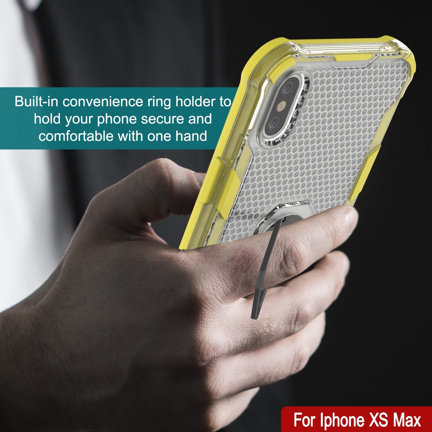 PunkCase for iPhone XS Max Case [Magnetix 2.0 Series] Clear Protective TPU Cover W/Kickstand [Yellow]