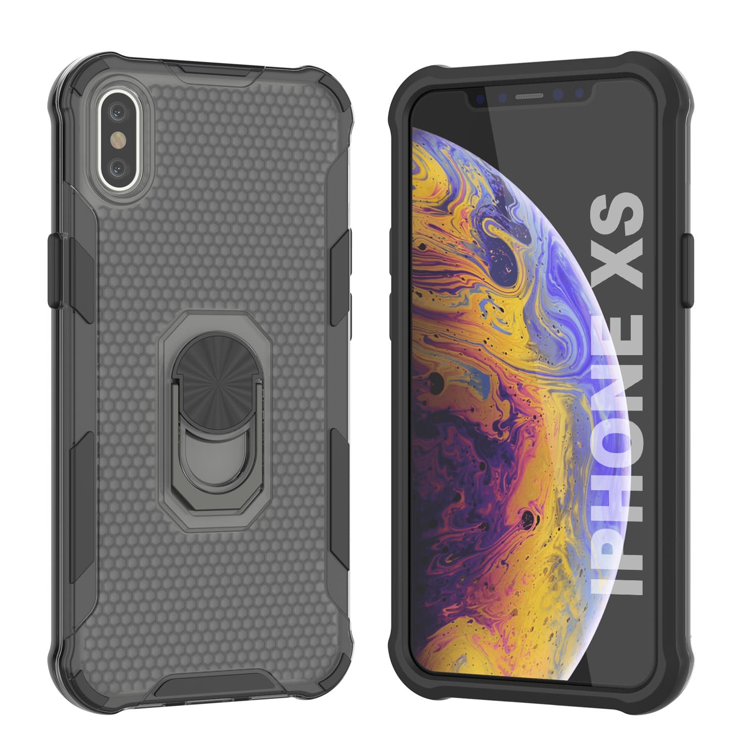 PunkCase for iPhone XS Case [Magnetix 2.0 Series] Clear Protective TPU Cover W/Kickstand [Black]