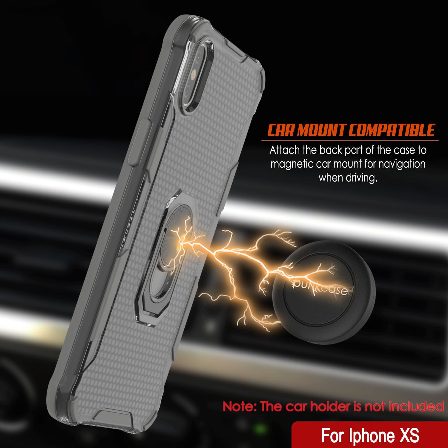 PunkCase for iPhone XS Case [Magnetix 2.0 Series] Clear Protective TPU Cover W/Kickstand [Grey]