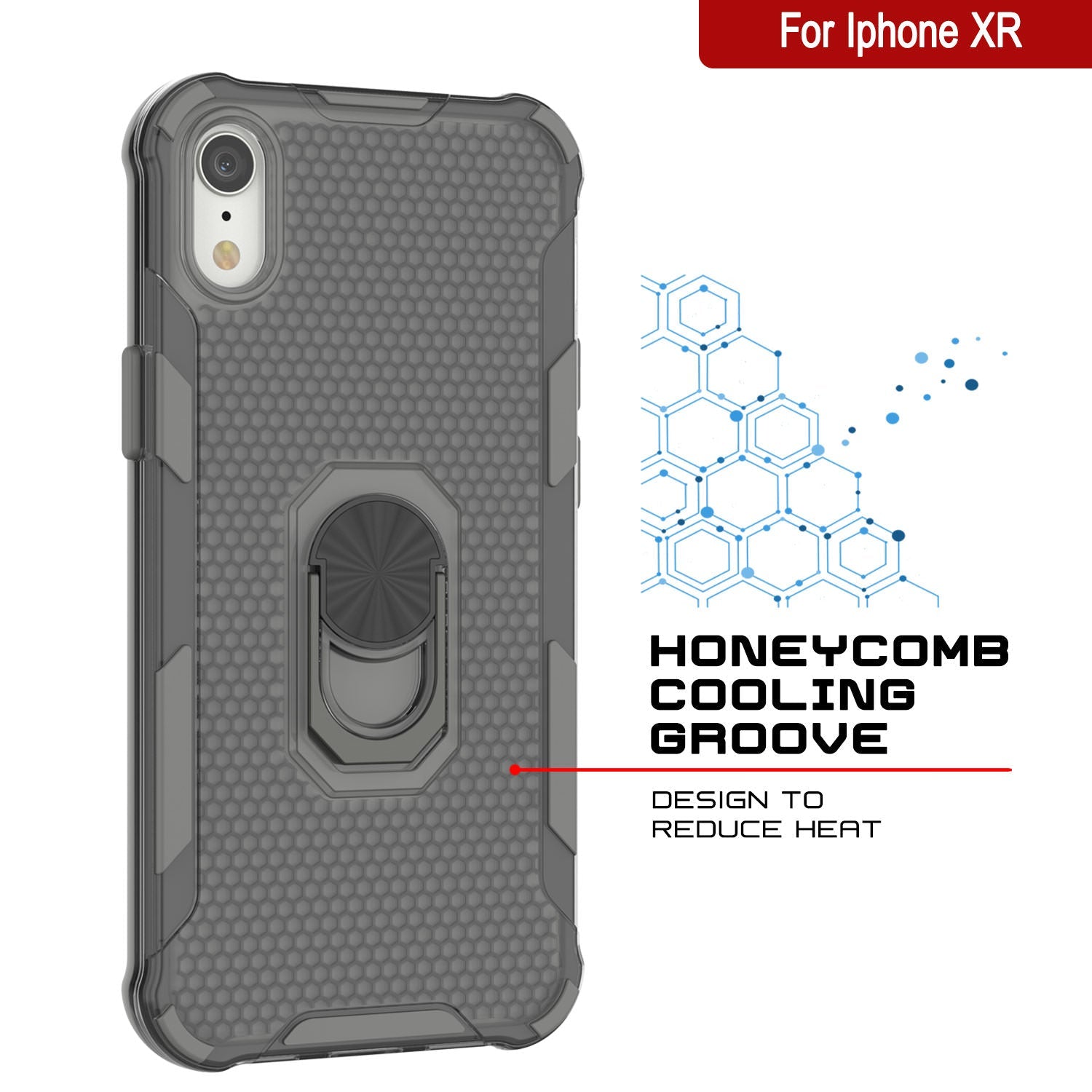 PunkCase for iPhone XR Case [Magnetix 2.0 Series] Clear Protective TPU Cover W/Kickstand [Grey]