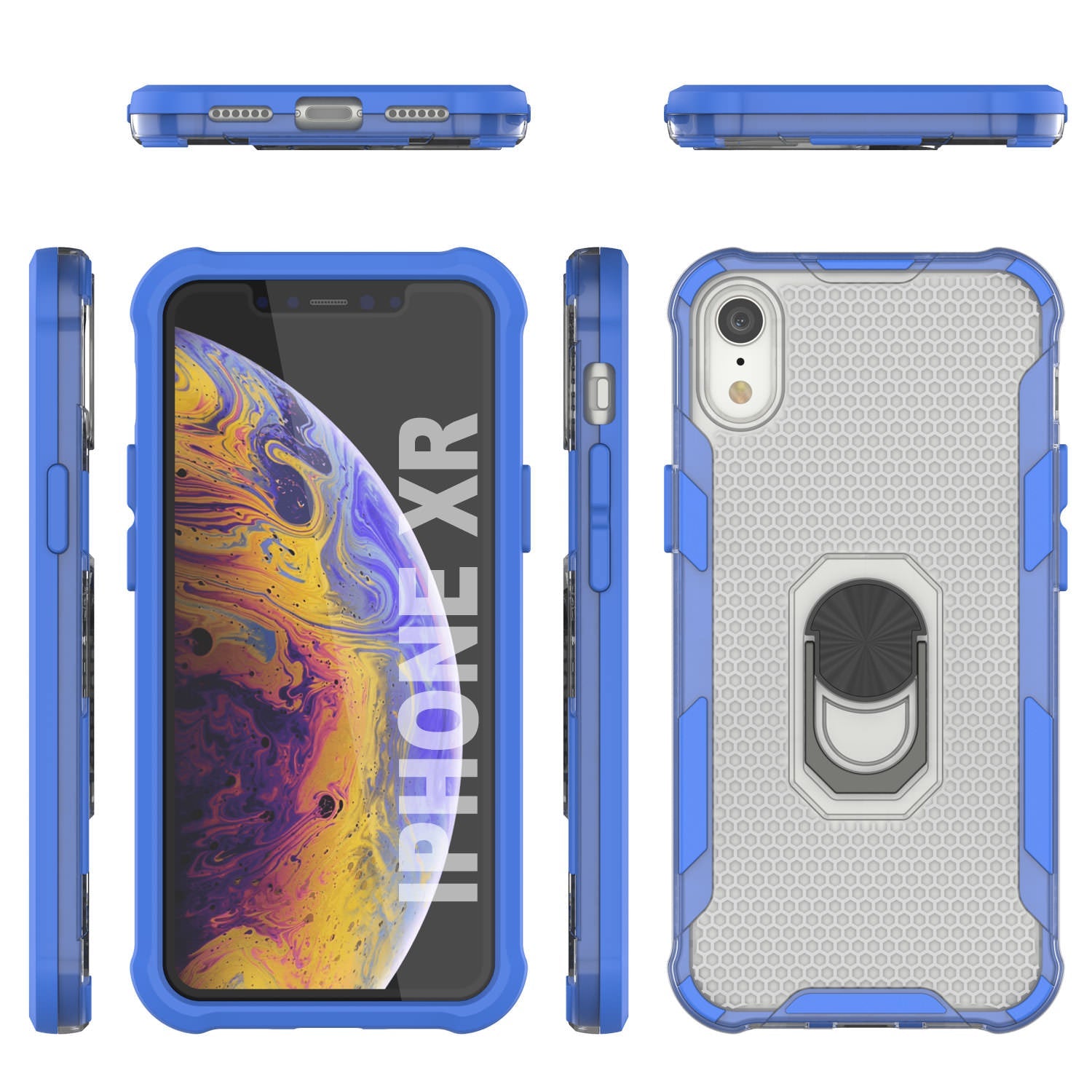 PunkCase for iPhone XR Case [Magnetix 2.0 Series] Clear Protective TPU Cover W/Kickstand [Blue]