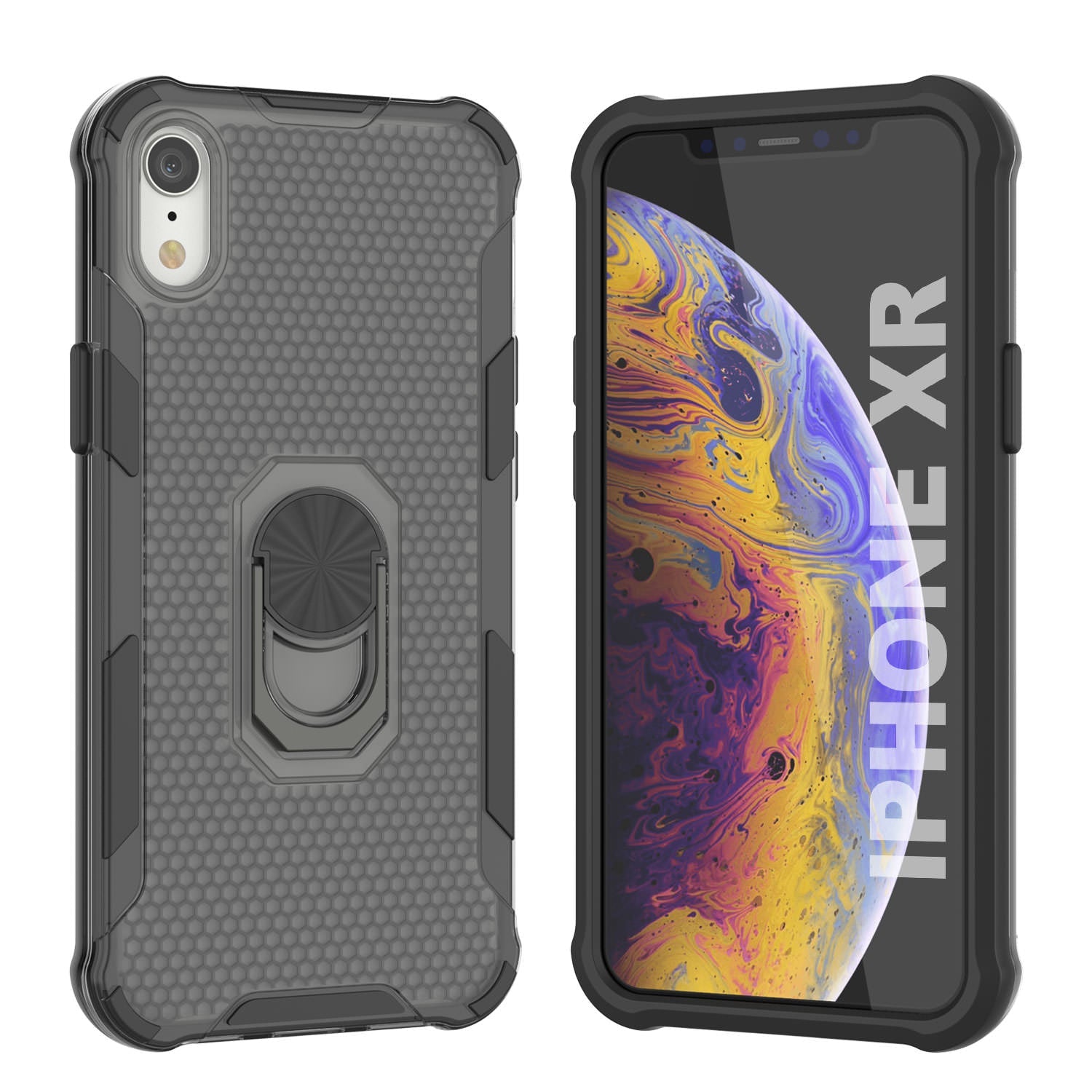 PunkCase for iPhone XR Case [Magnetix 2.0 Series] Clear Protective TPU Cover W/Kickstand [Black]