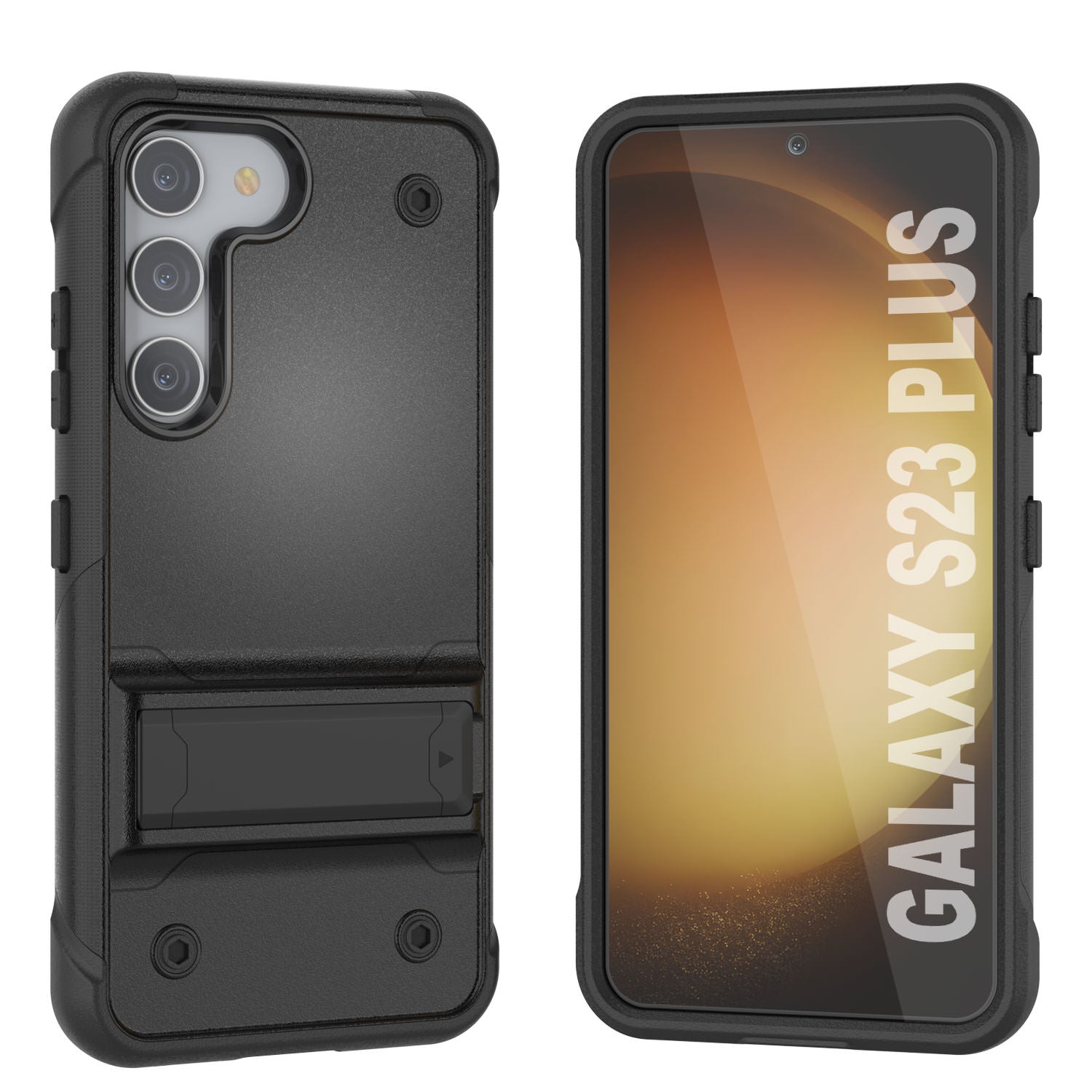 Punkcase Galaxy S24+ Plus Case [Reliance Series] Protective Hybrid Military Grade Cover W/Built-in Kickstand [Black]