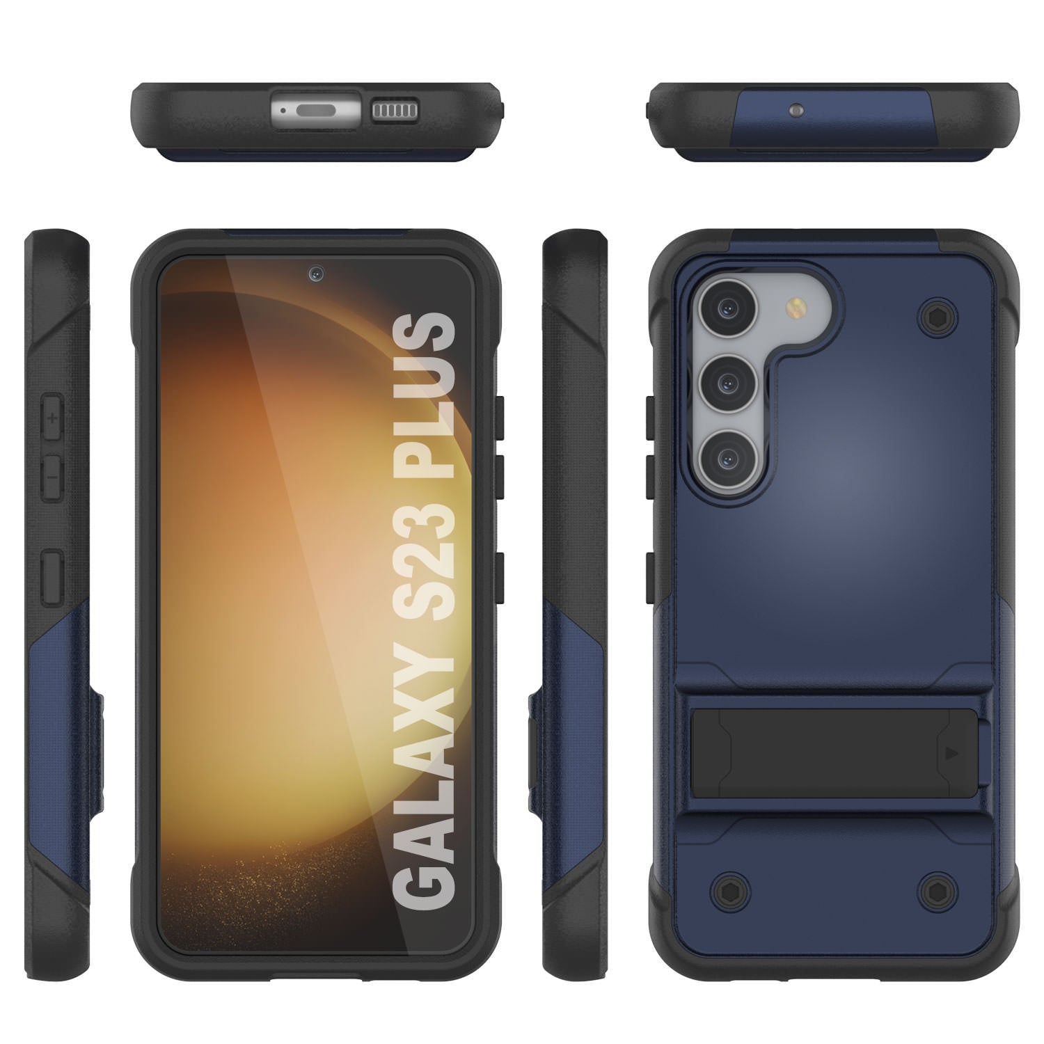 Punkcase Galaxy S24+ Plus Case [Reliance Series] Protective Hybrid Military Grade Cover W/Built-in Kickstand [Navy-Black]