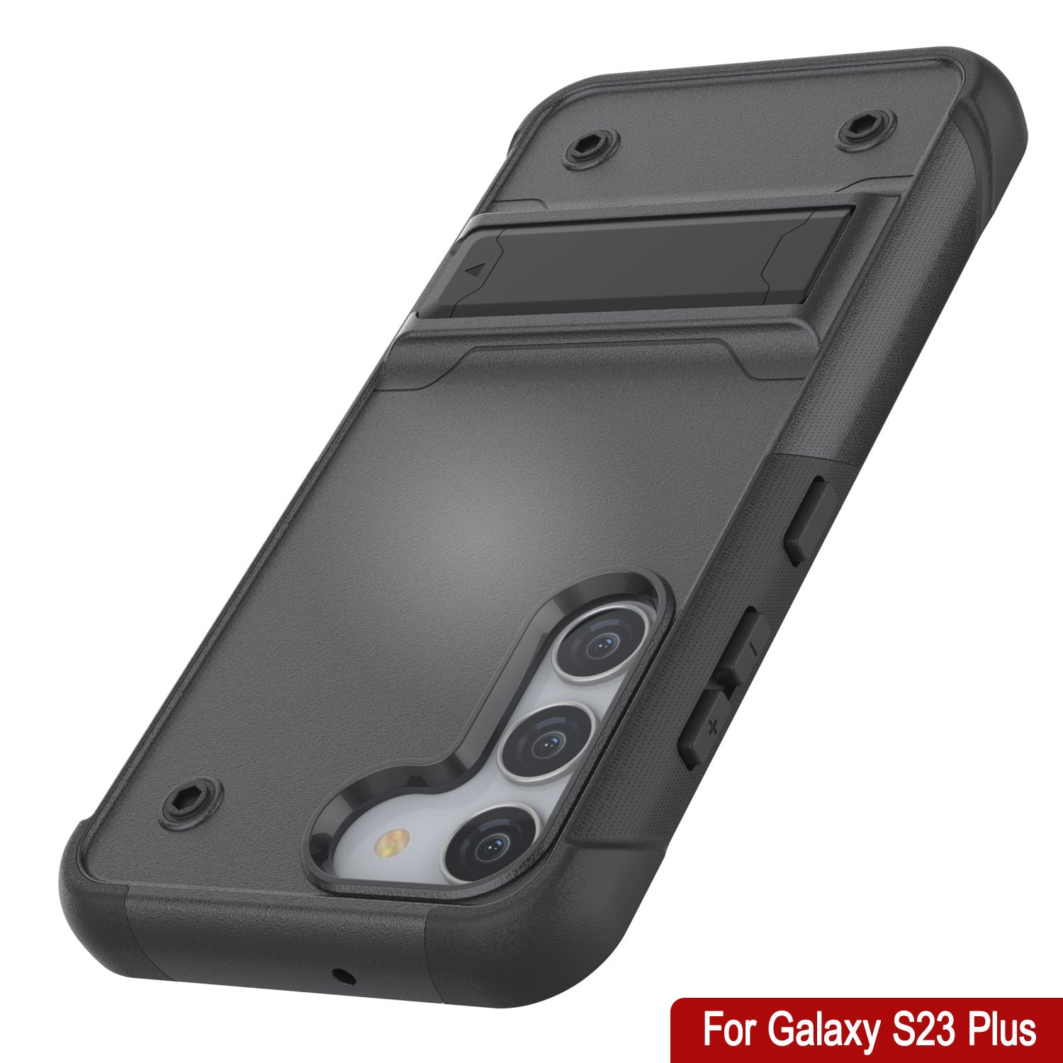 Punkcase Galaxy S24+ Plus Case [Reliance Series] Protective Hybrid Military Grade Cover W/Built-in Kickstand [Grey-Black]