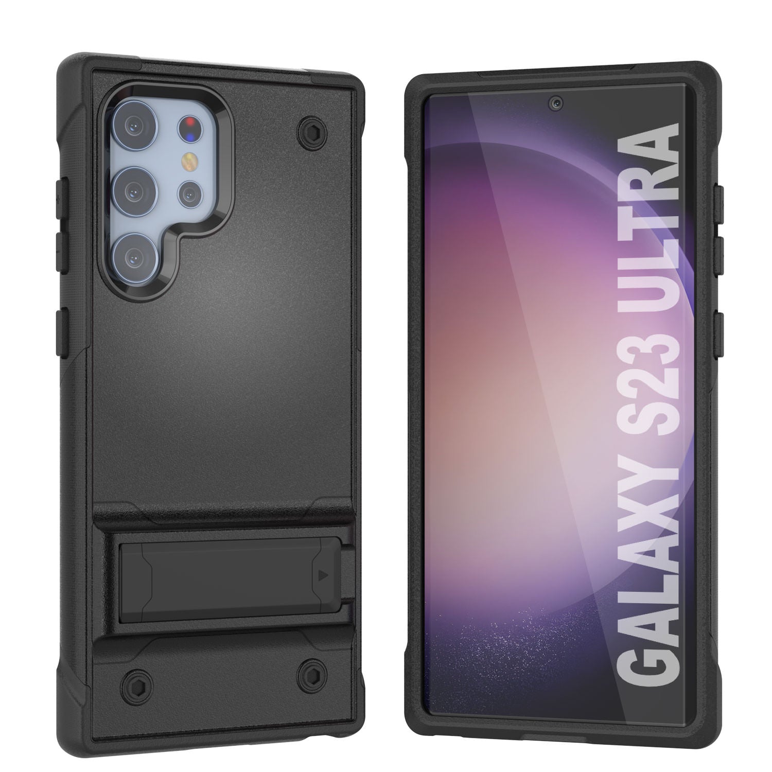 Punkcase Galaxy S24 Ultra Case [Reliance Series] Protective Hybrid Military Grade Cover W/Built-in Kickstand [Black]