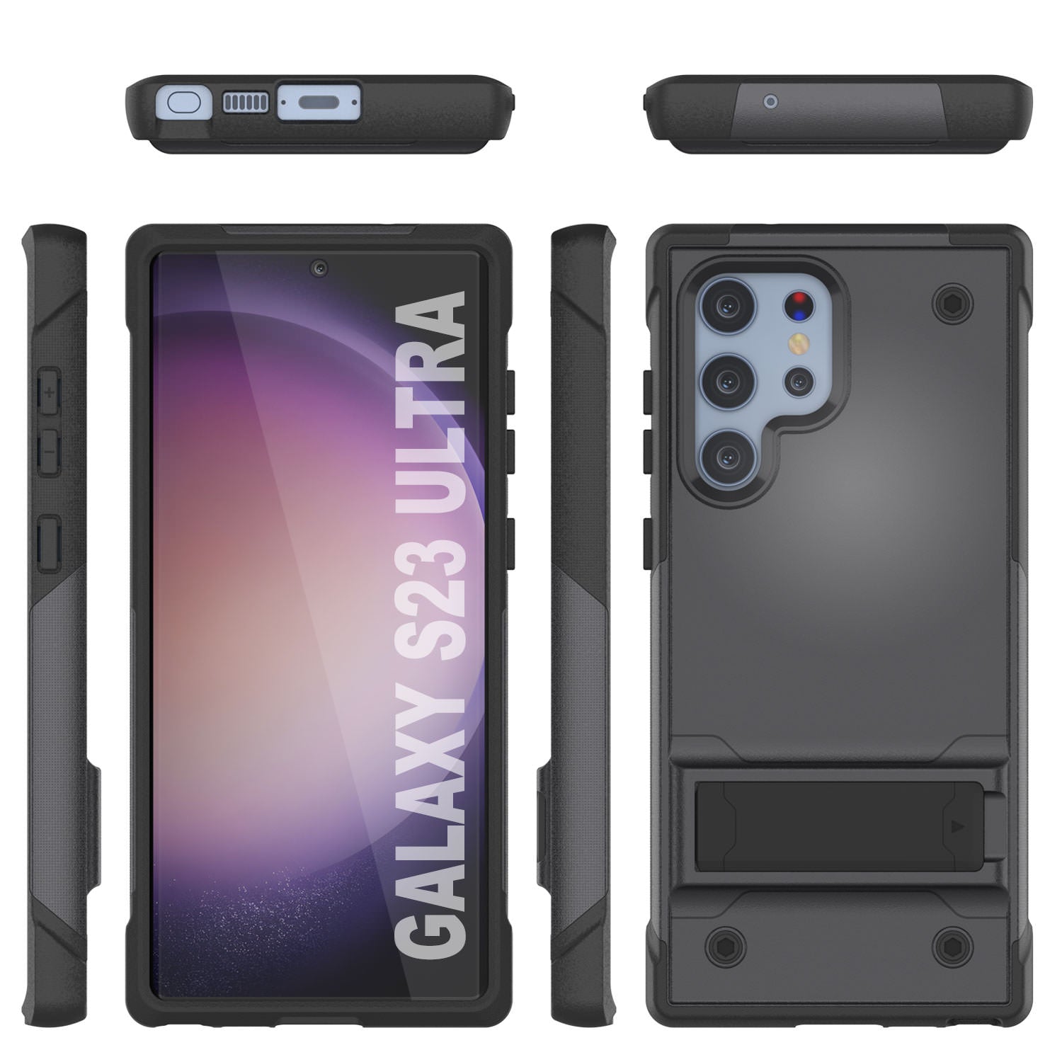 Punkcase Galaxy S24 Ultra Case [Reliance Series] Protective Hybrid Military Grade Cover W/Built-in Kickstand [Grey-Black]