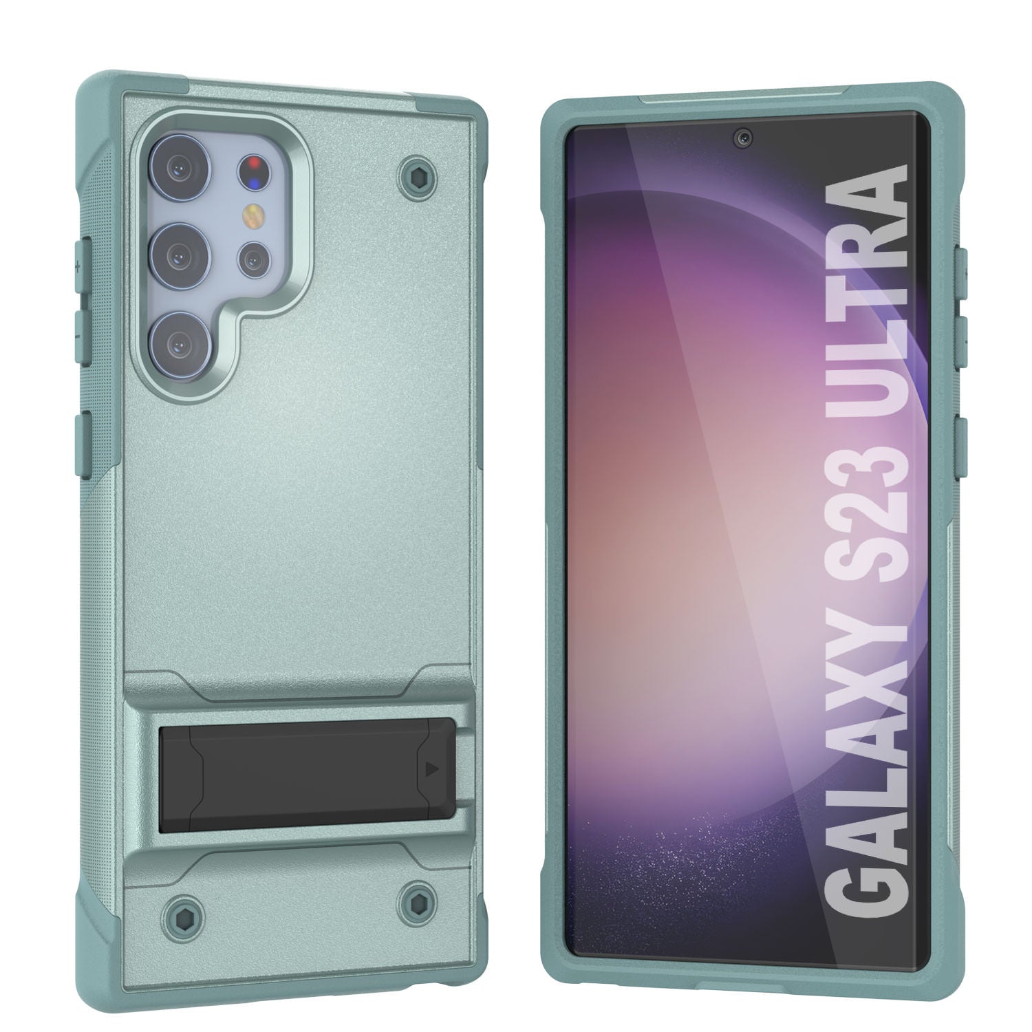Punkcase Galaxy S24 Ultra Case [Reliance Series] Protective Hybrid Military Grade Cover W/Built-in Kickstand [Green]