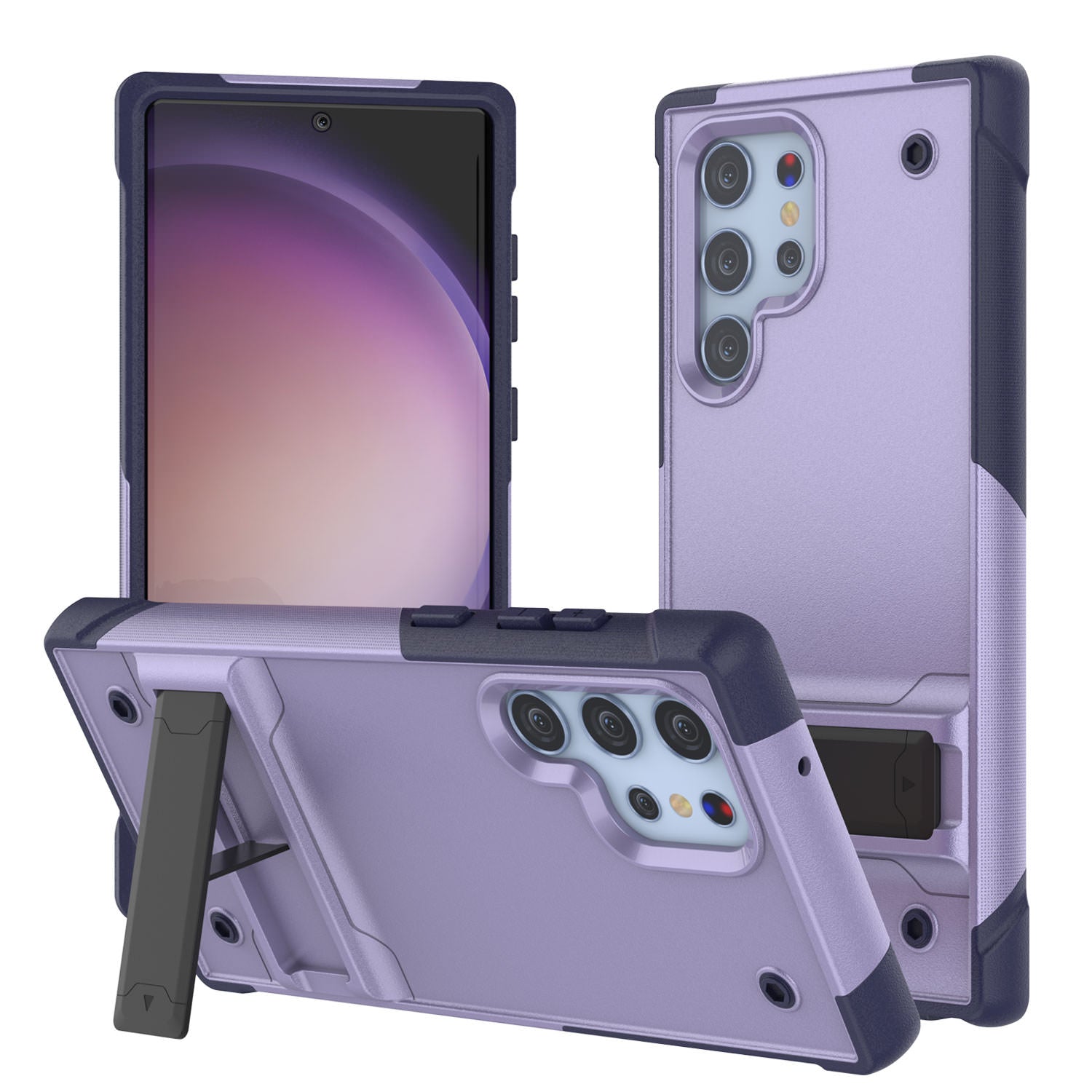 Punkcase Galaxy S24 Ultra Case [Reliance Series] Protective Hybrid Military Grade Cover W/Built-in Kickstand [Purple-Navy]